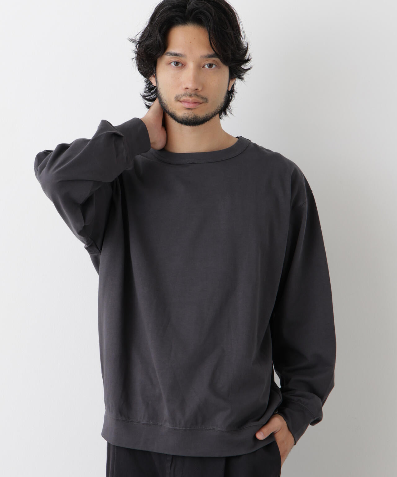 ソフトメランジクルーネックTシャツ 長袖 6686223215