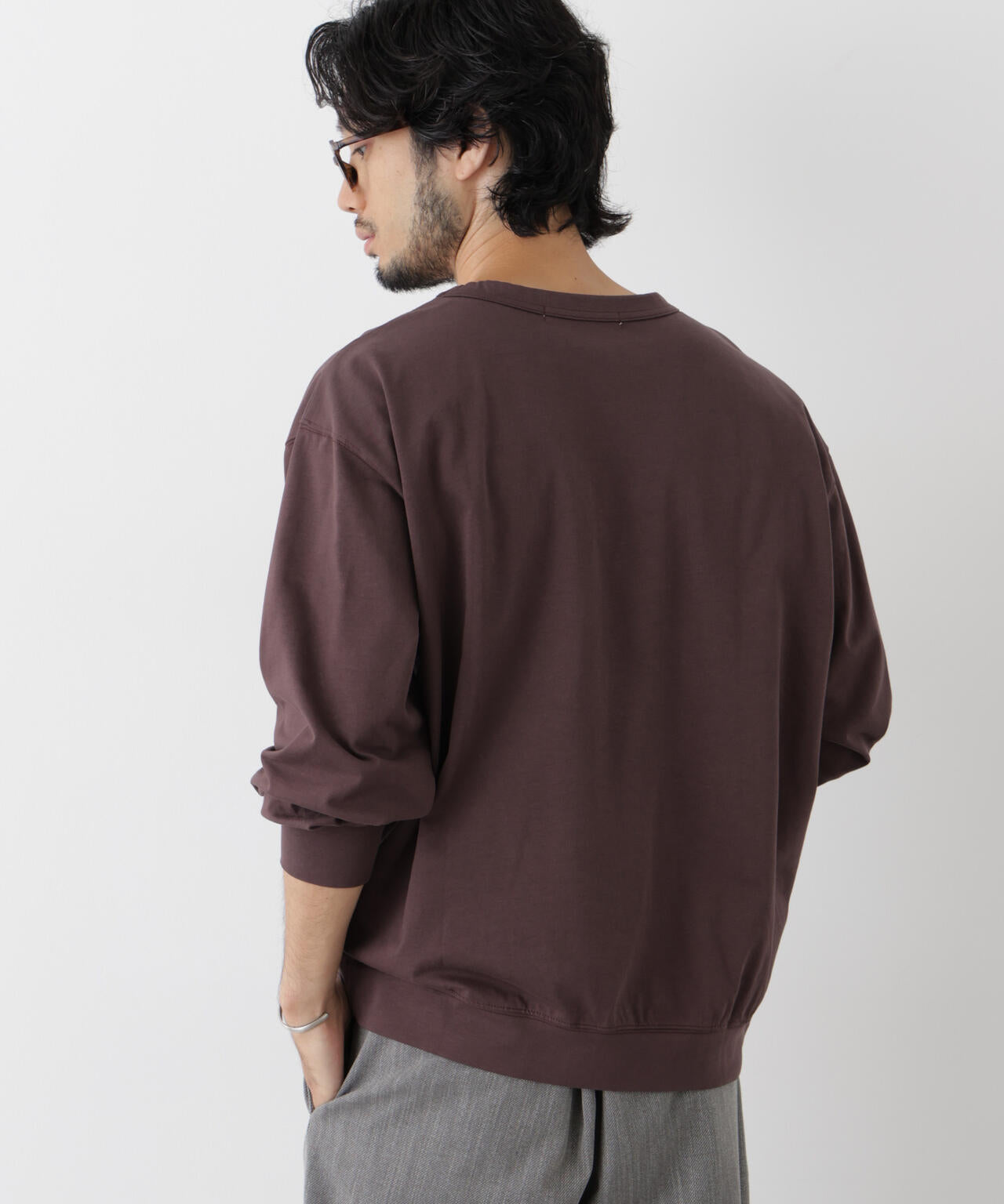 ソフトメランジクルーネックTシャツ 長袖 6686223215