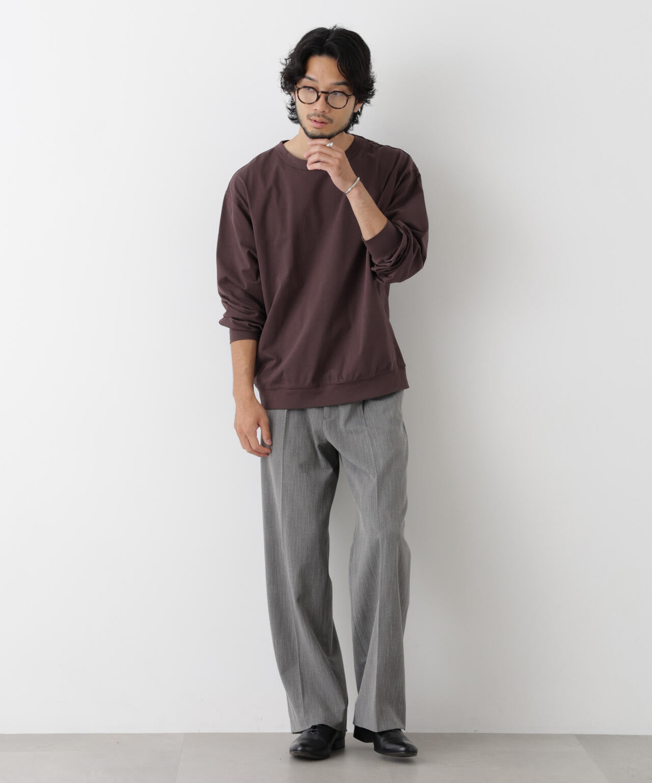 ソフトメランジクルーネックTシャツ 長袖 6686223215