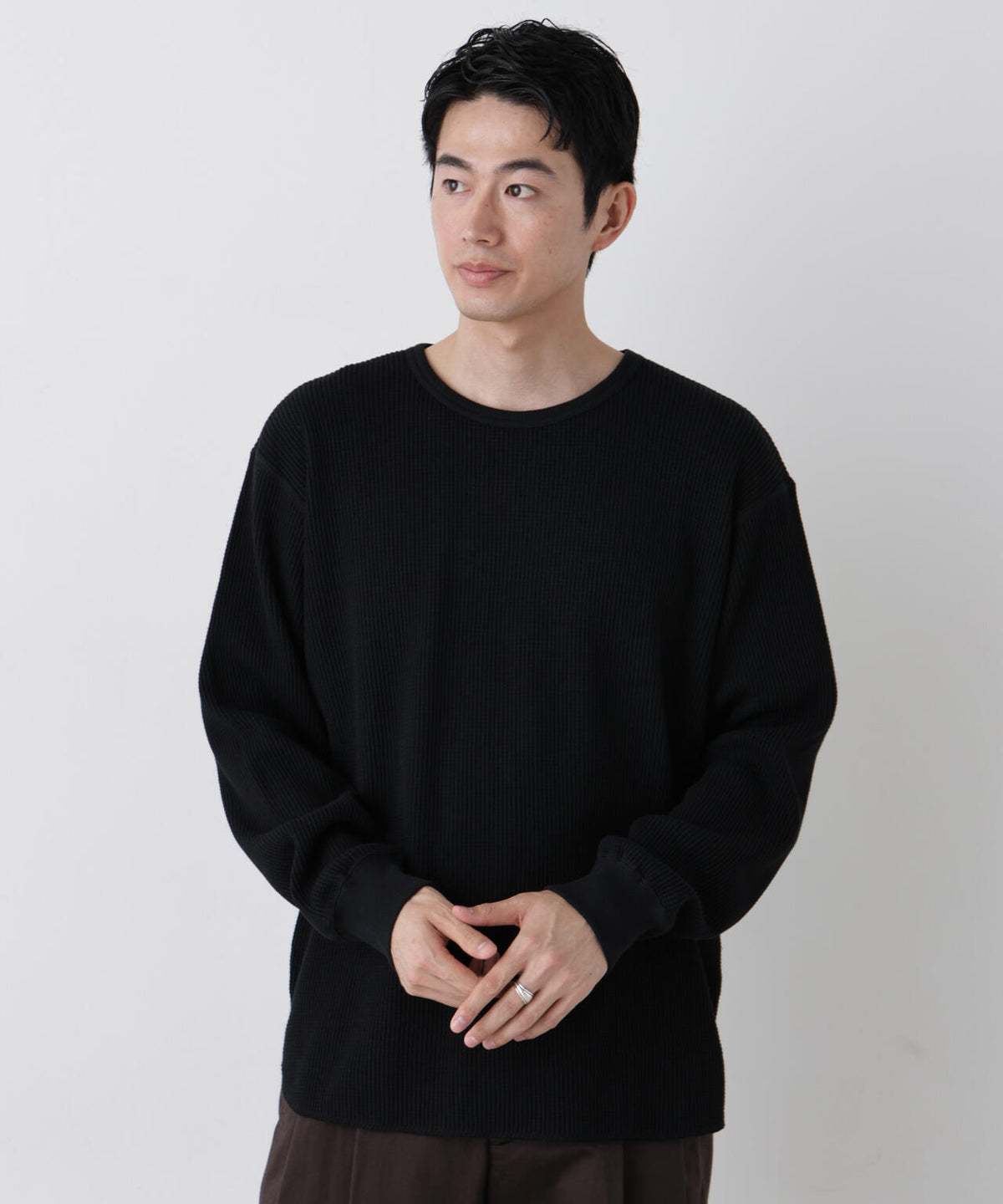 ヘヴィーワッフルクルーネックTシャツ 長袖 6686223229