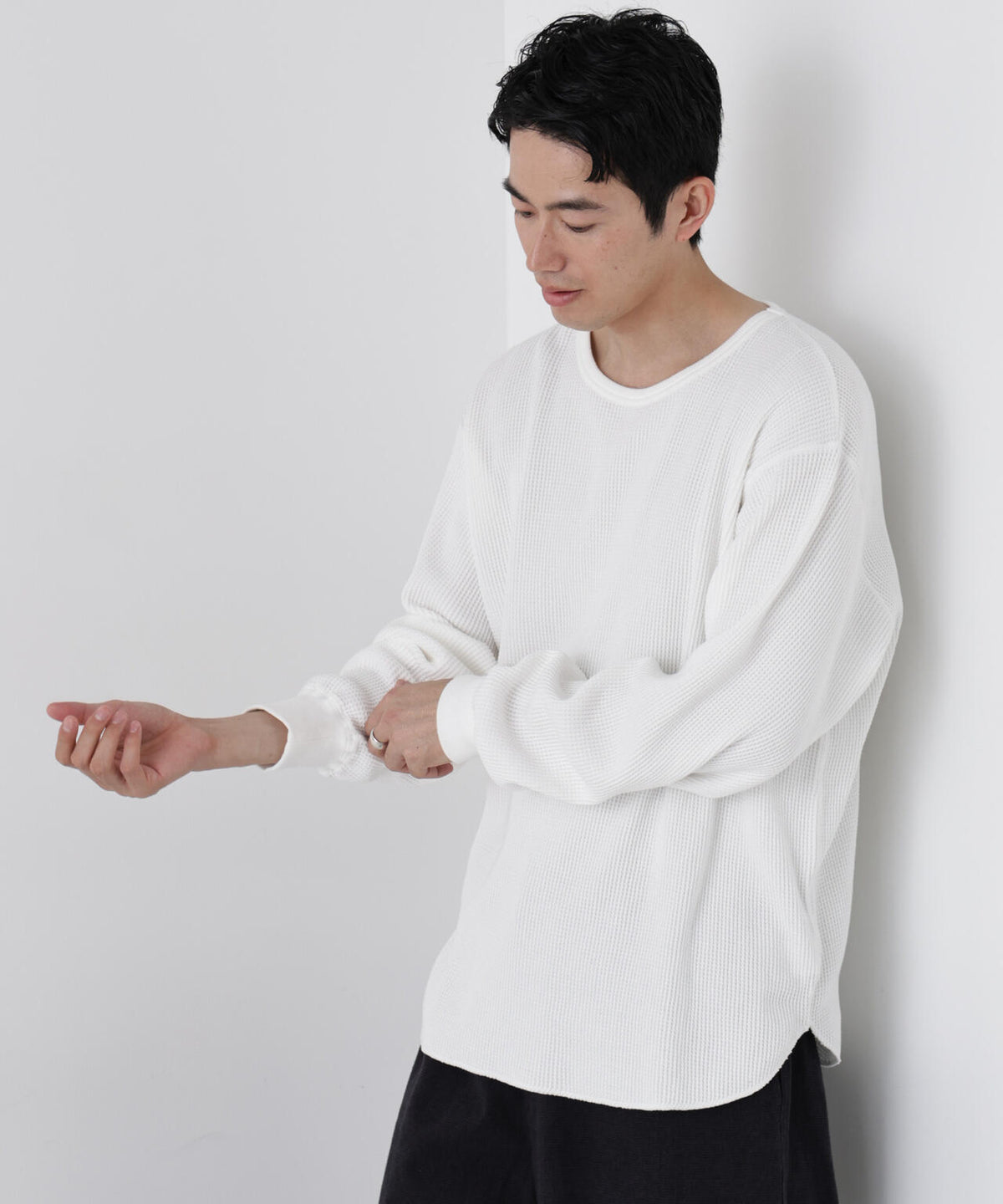 ヘヴィーワッフルクルーネックTシャツ 長袖 6686223229