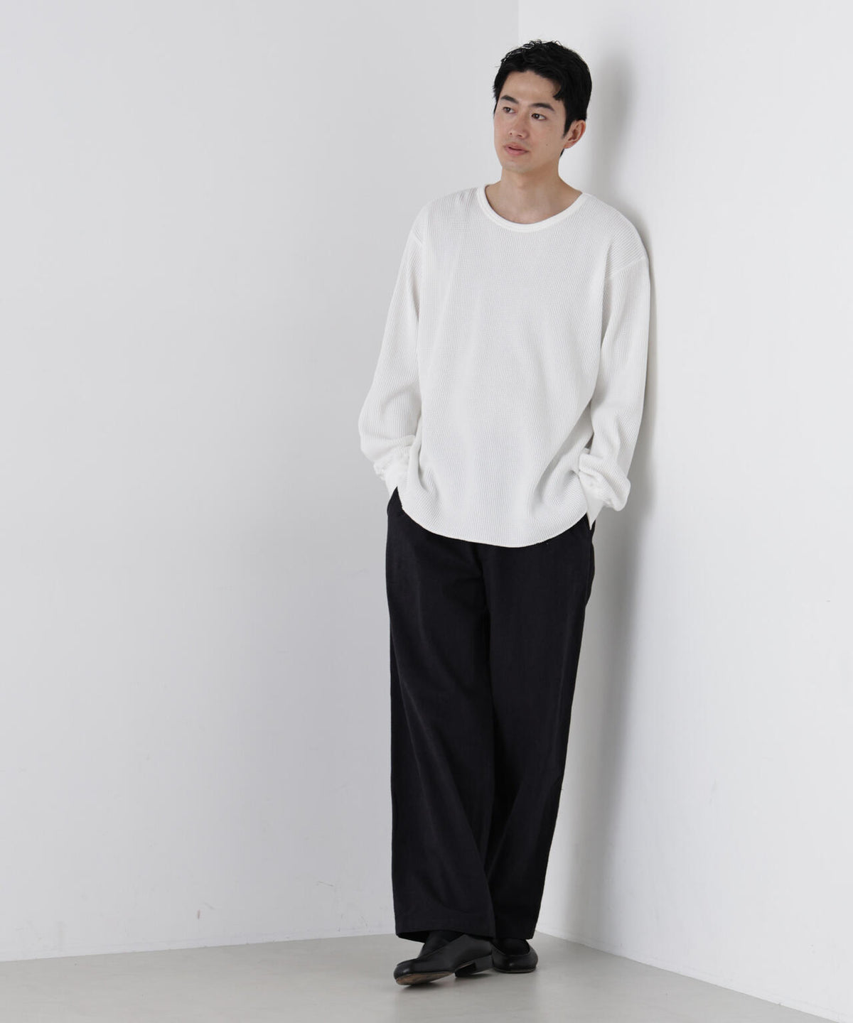 ヘヴィーワッフルクルーネックTシャツ 長袖 6686223229