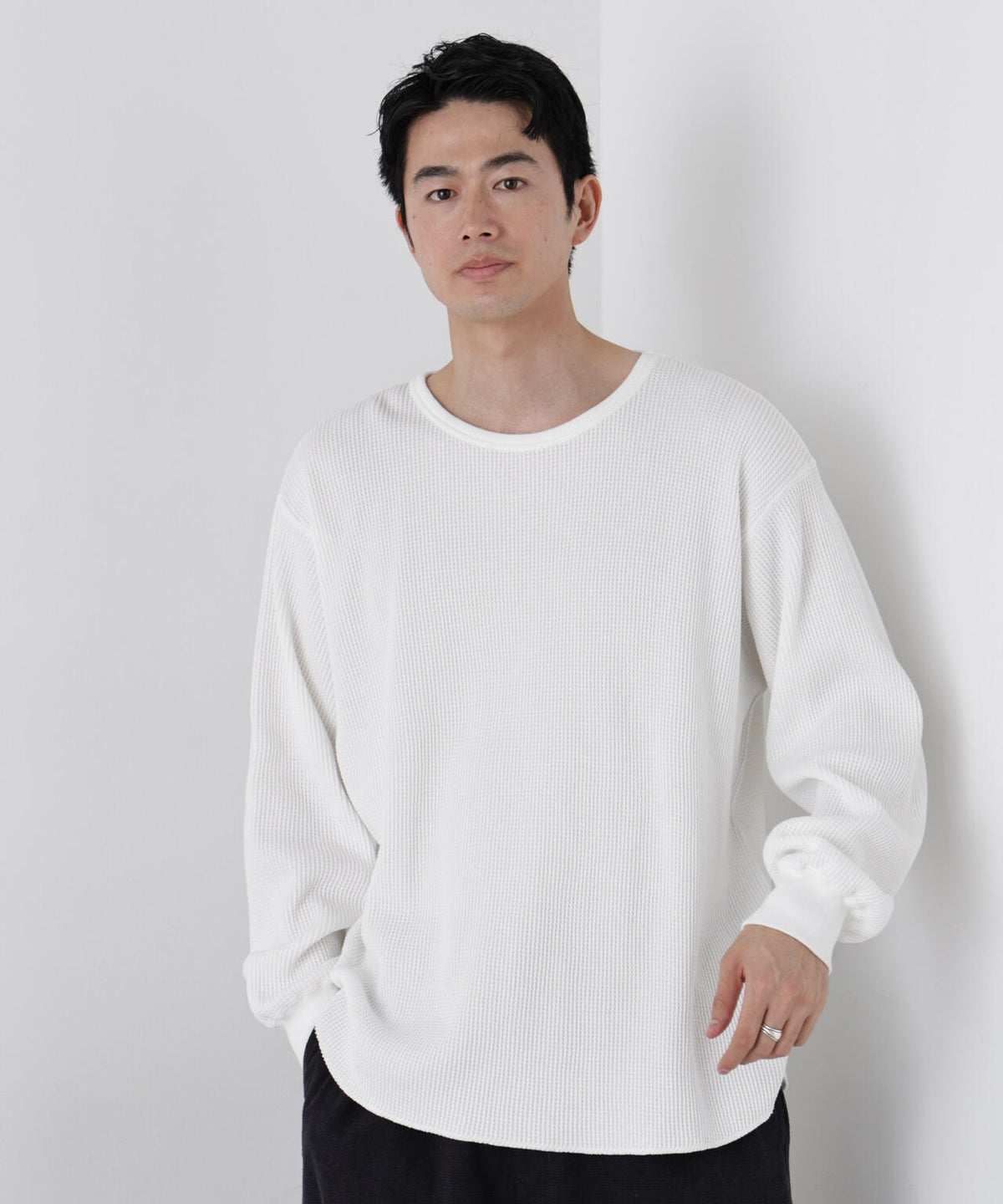 ヘヴィーワッフルクルーネックTシャツ 長袖 6686223229