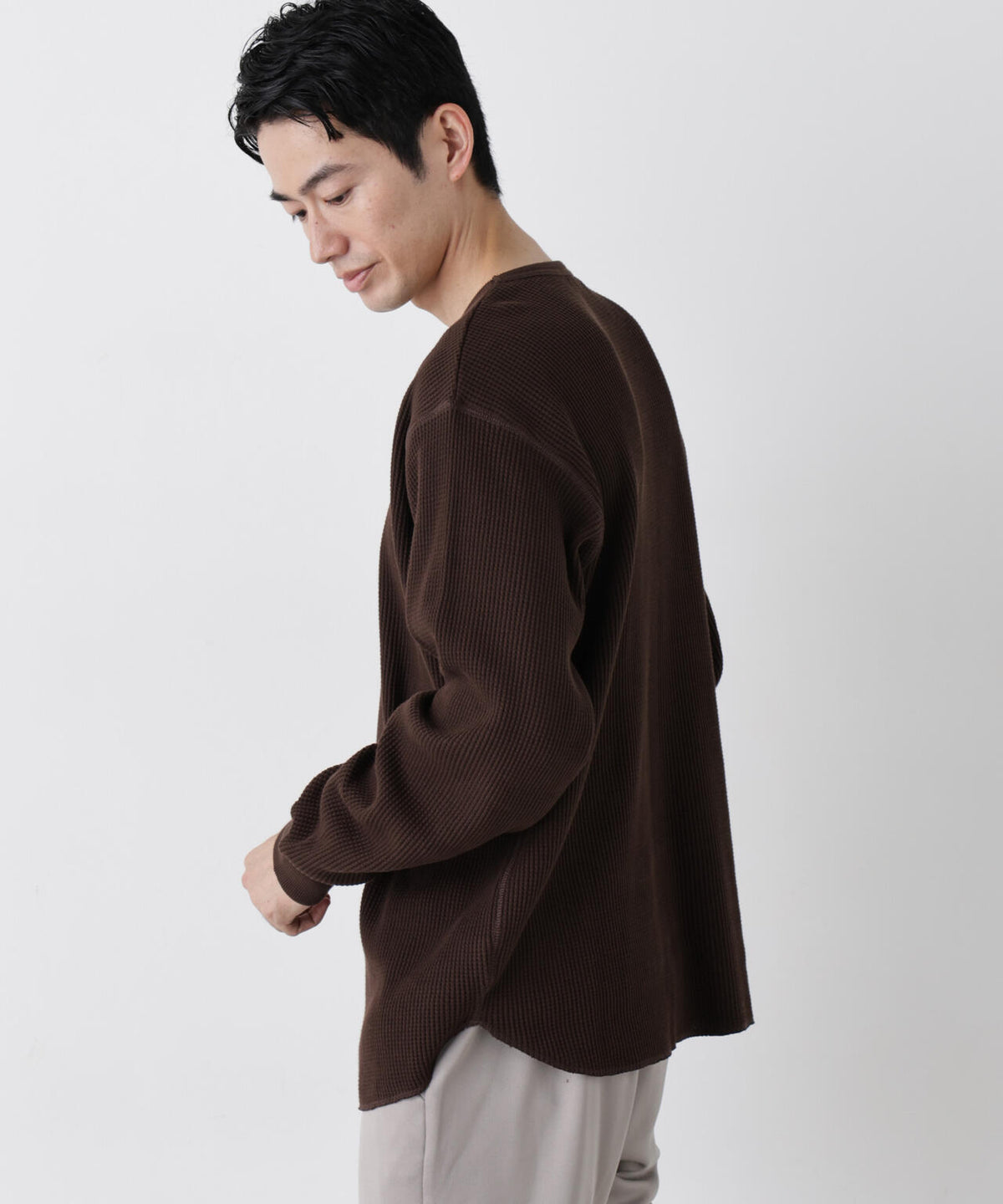 ヘヴィーワッフルクルーネックTシャツ 長袖 6686223229