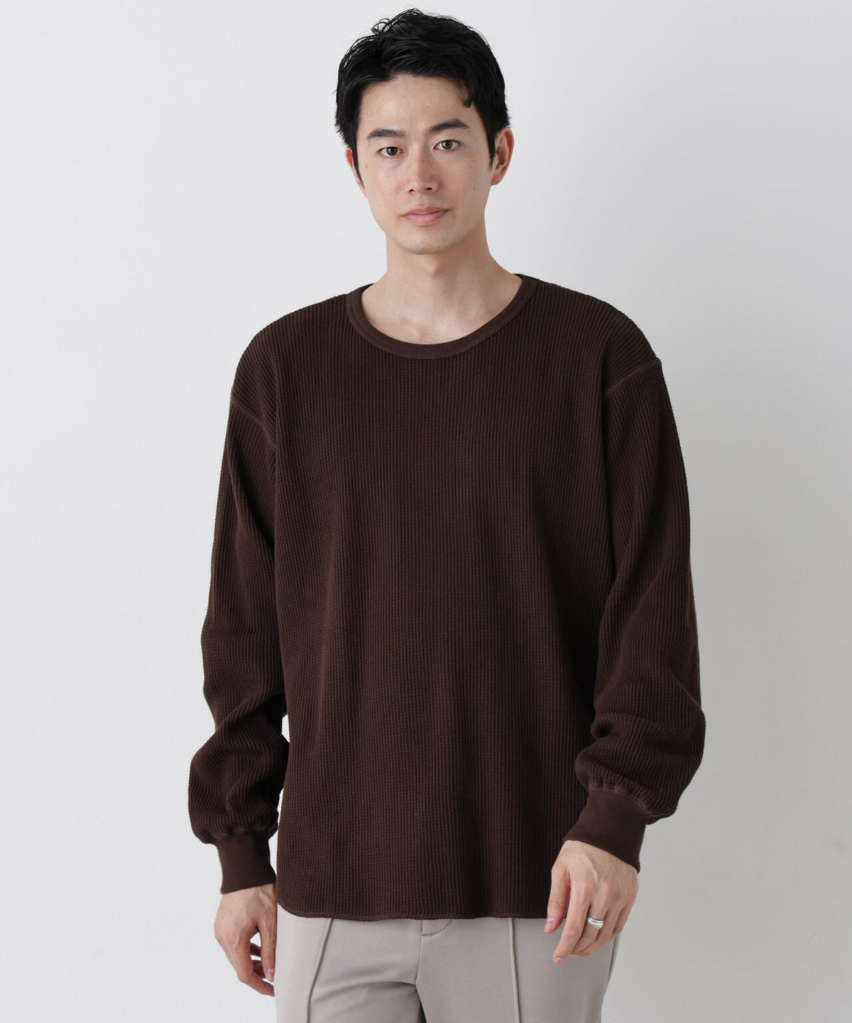 ヘヴィーワッフルクルーネックTシャツ 長袖 6686223229