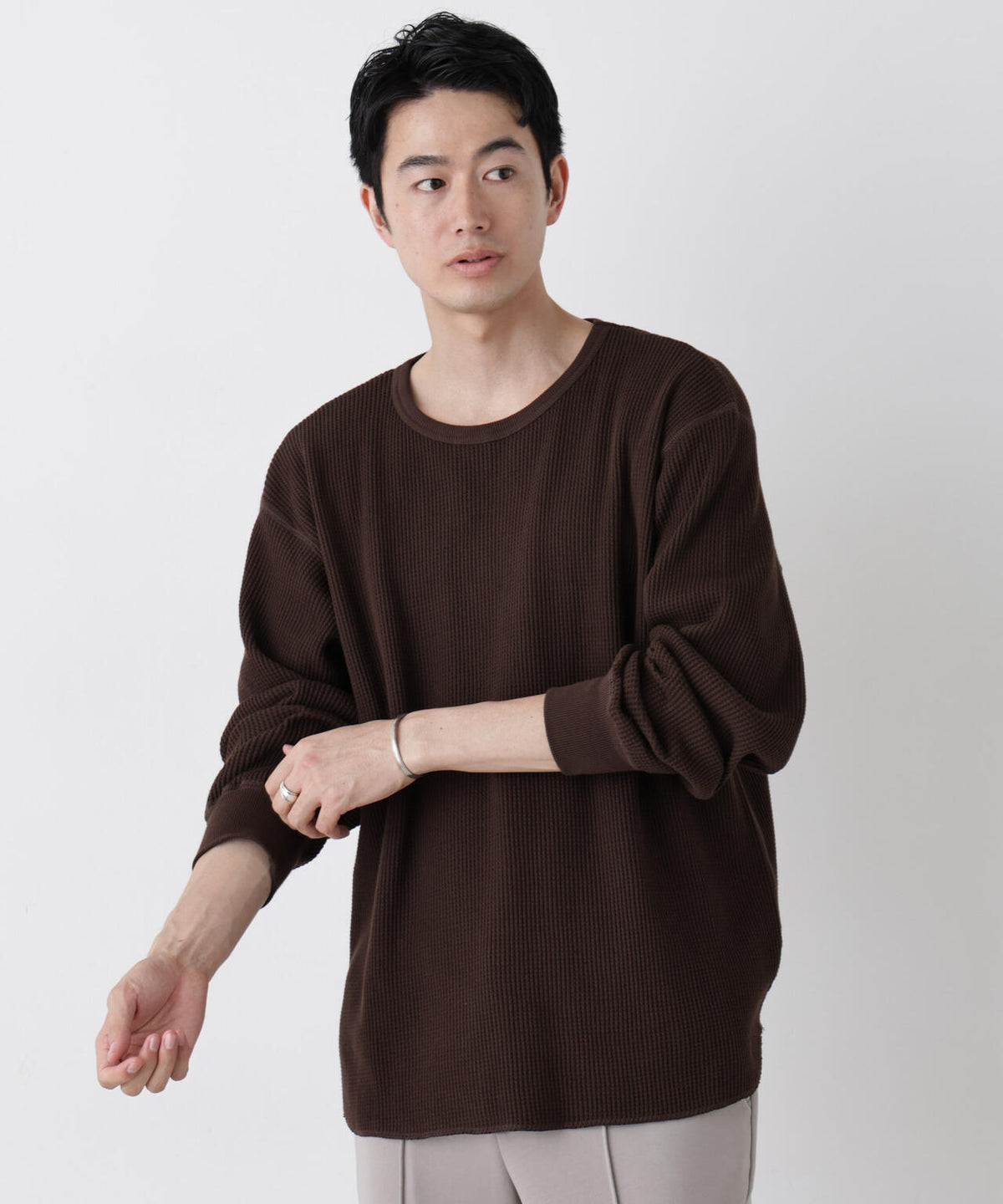ヘヴィーワッフルクルーネックTシャツ 長袖 6686223229