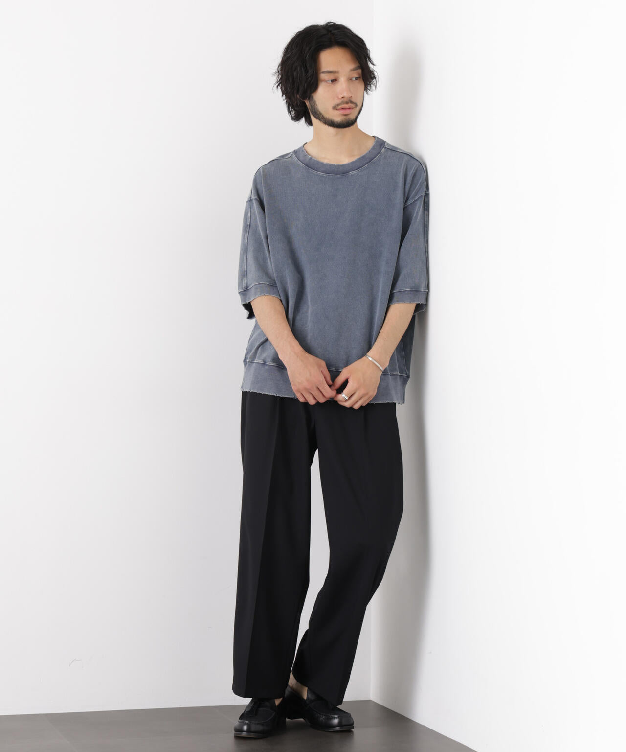 ケミカル加工袖線切替えTシャツ 6686224205