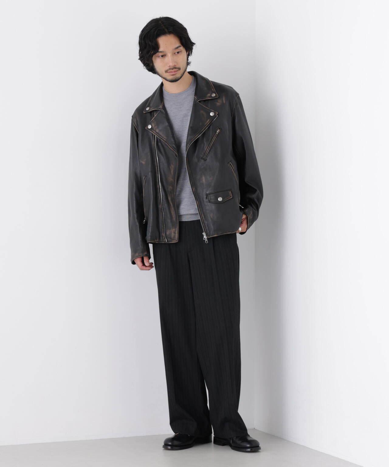 ｢DELEGANT｣ ワンタックストレートトラウザーズ（セットアップ可） 6686227208