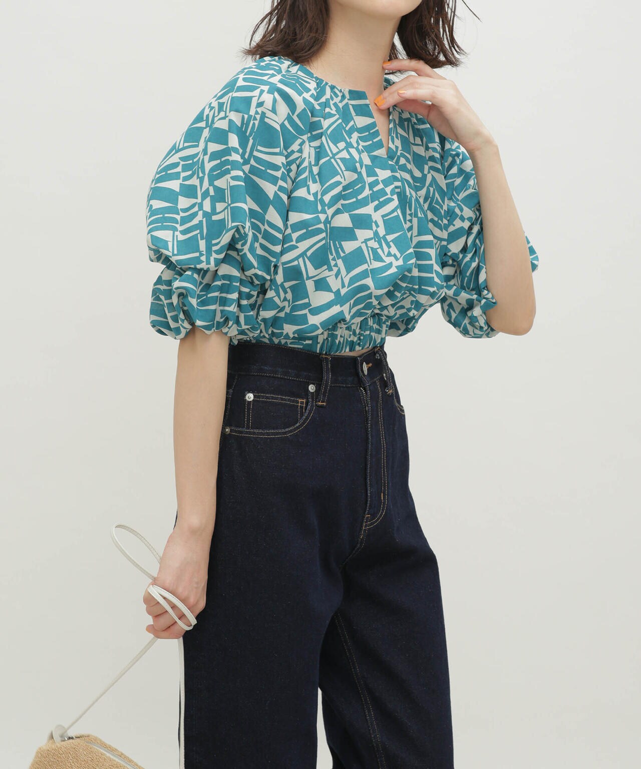 LB.03/幾何学柄バルーンスリーブブラウス 6693121309