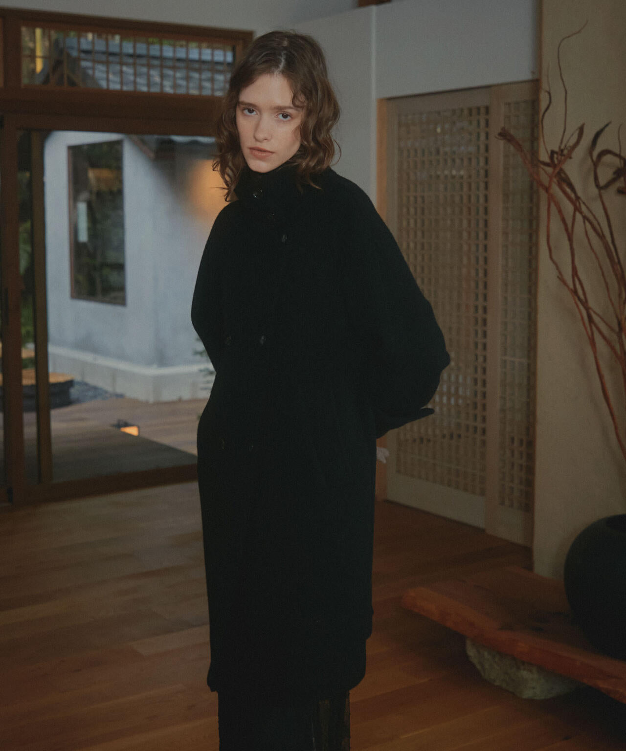 PECOLAMBウールカシミヤスタンドカラーコート 6694211303