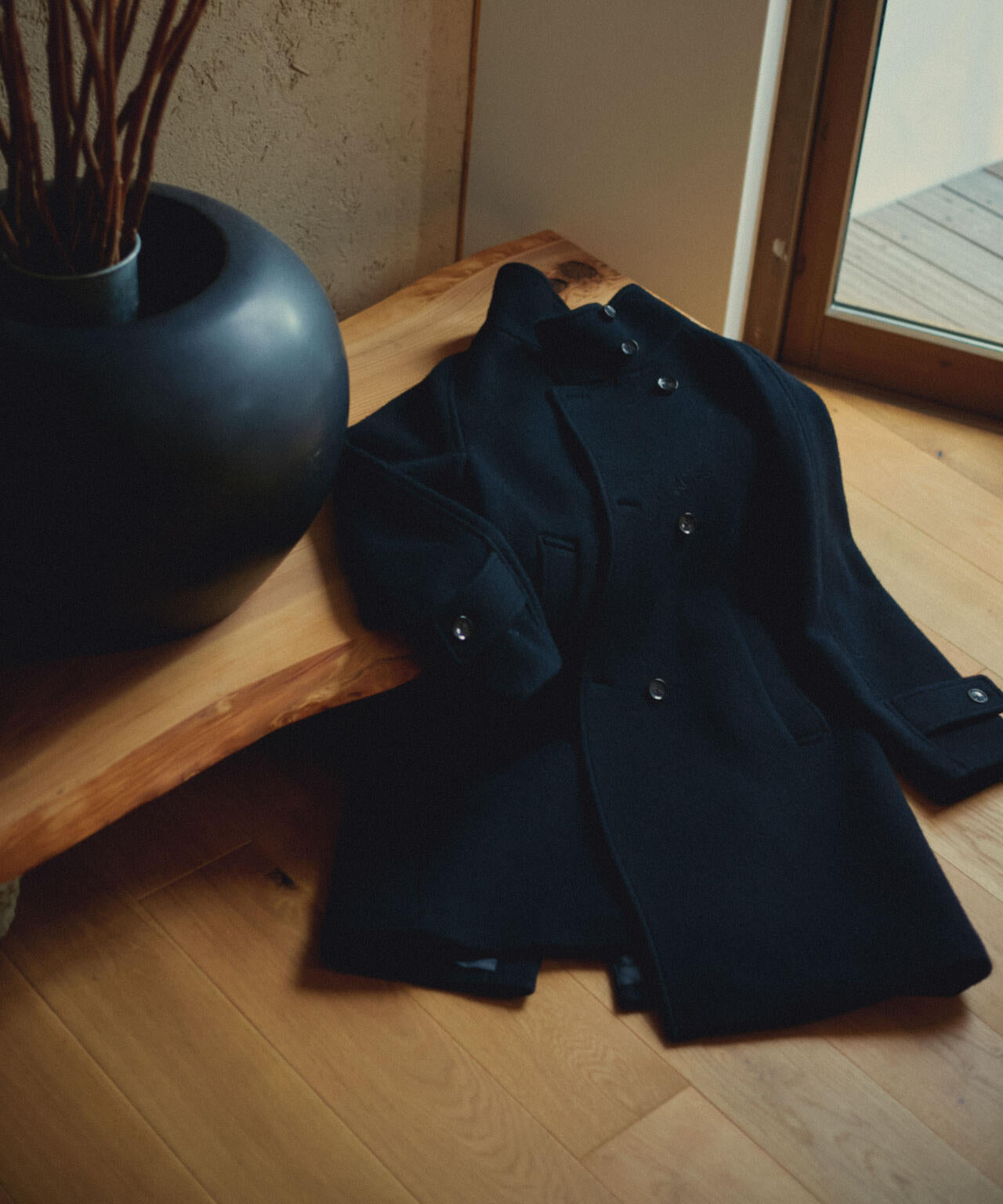 PECOLAMBウールカシミヤスタンドカラーコート 6694211303