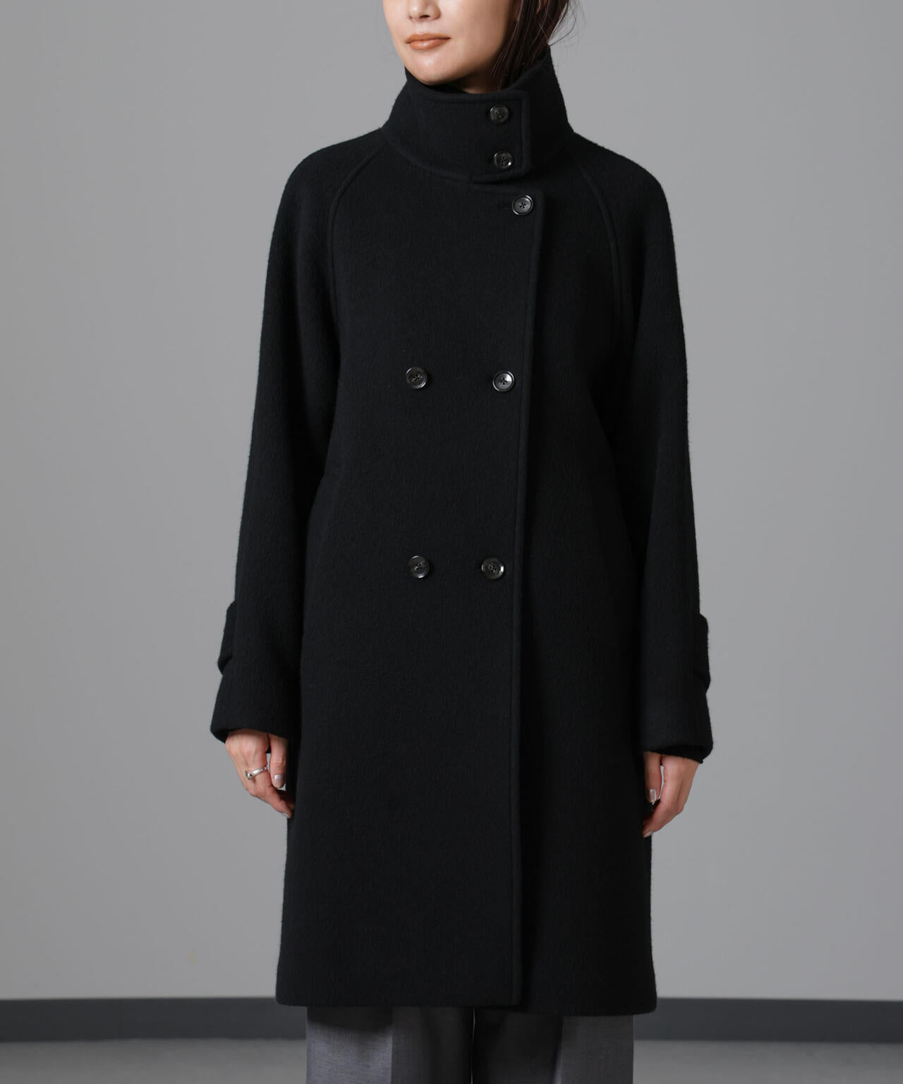 PECOLAMBウールカシミヤスタンドカラーコート 6694211303
