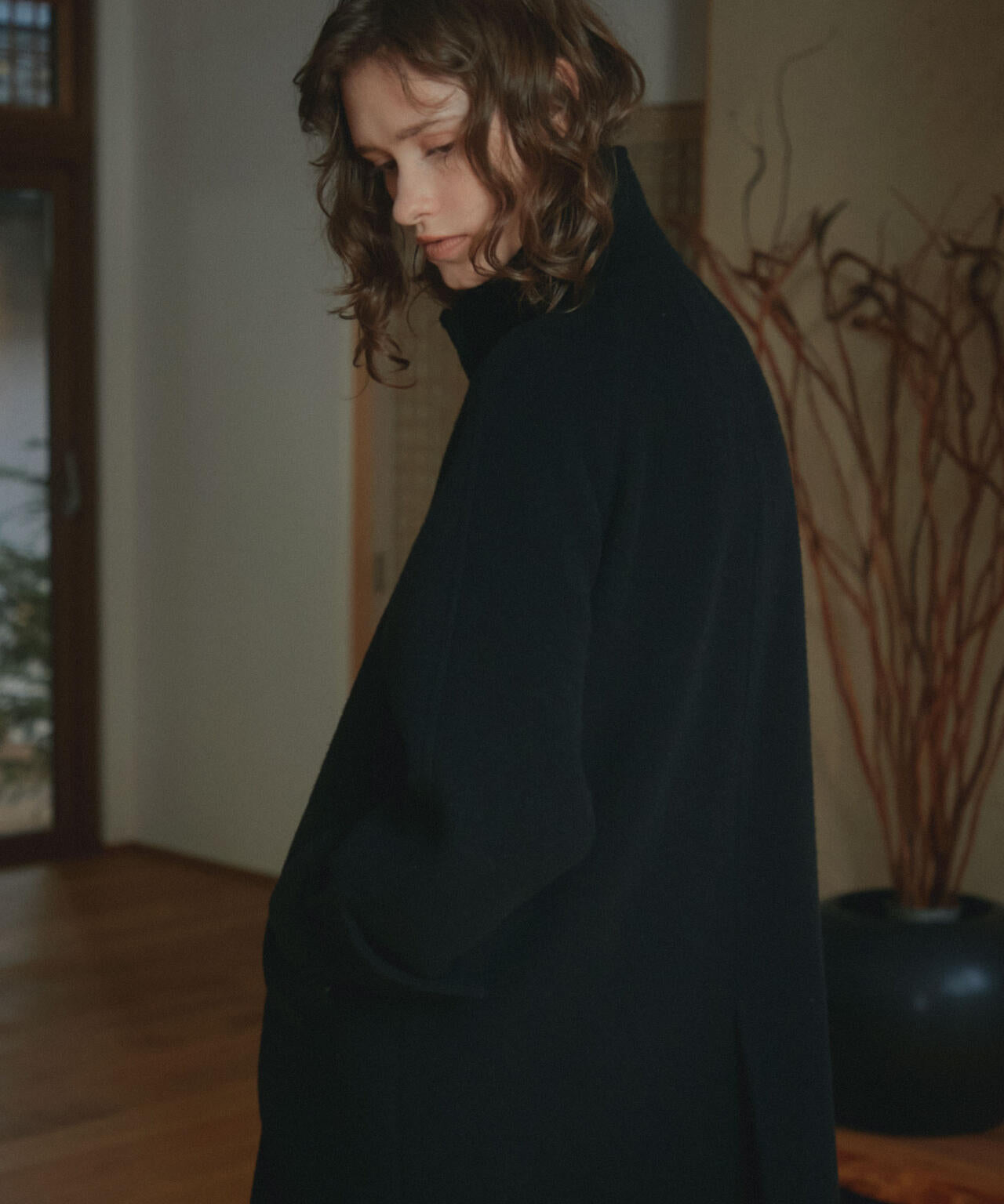 PECOLAMBウールカシミヤスタンドカラーコート 6694211303