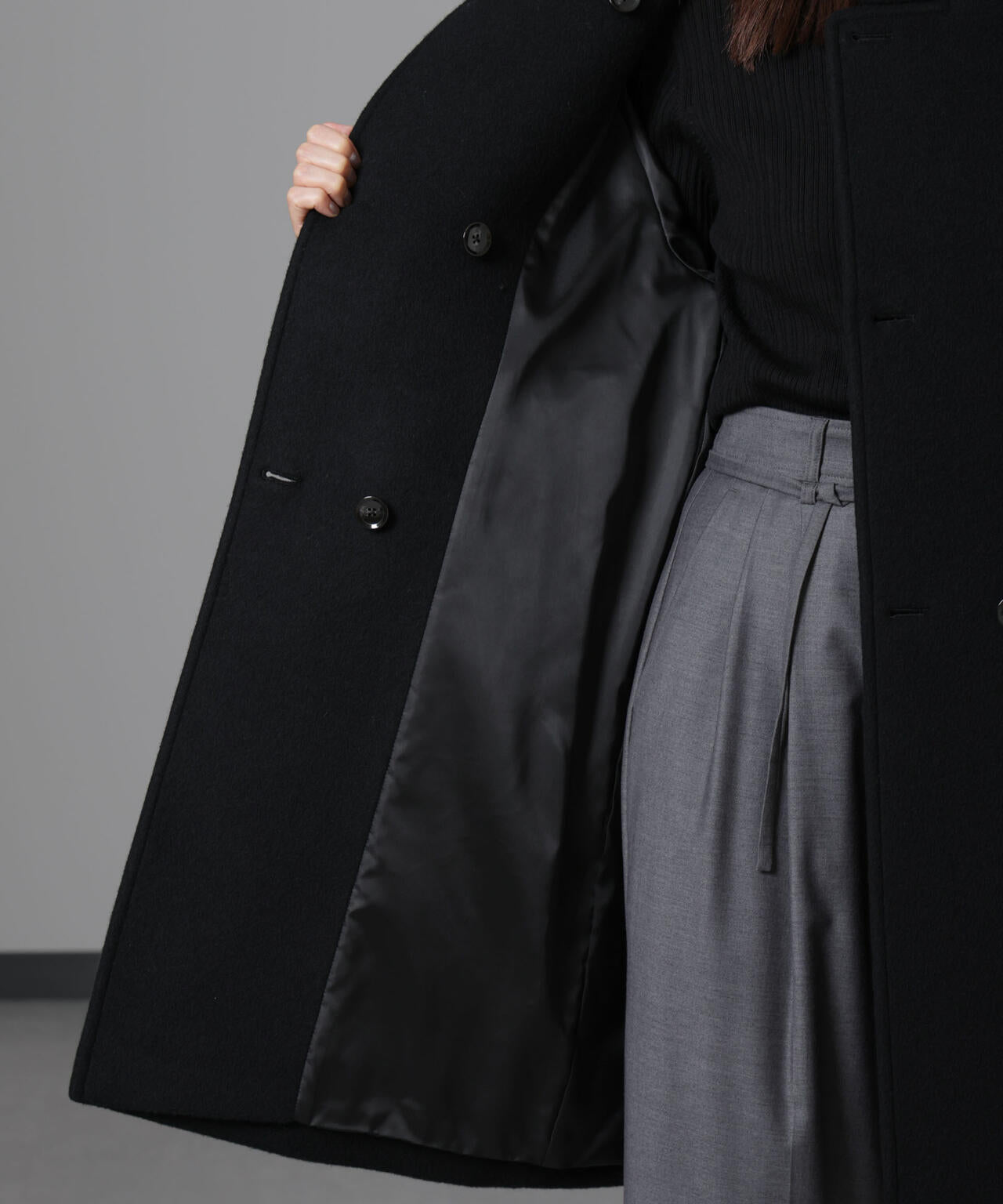 PECOLAMBウールカシミヤスタンドカラーコート 6694211303