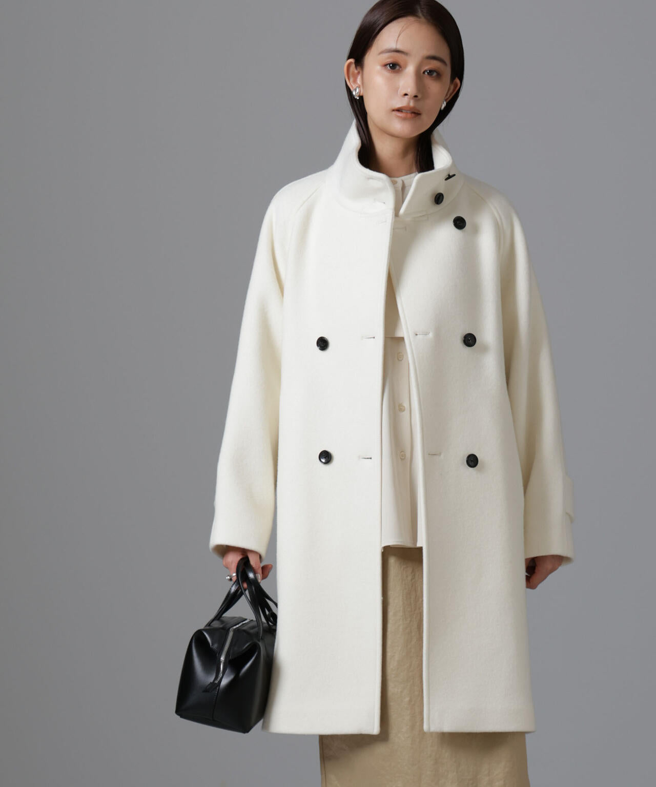 PECOLAMBウールカシミヤスタンドカラーコート 6694211303