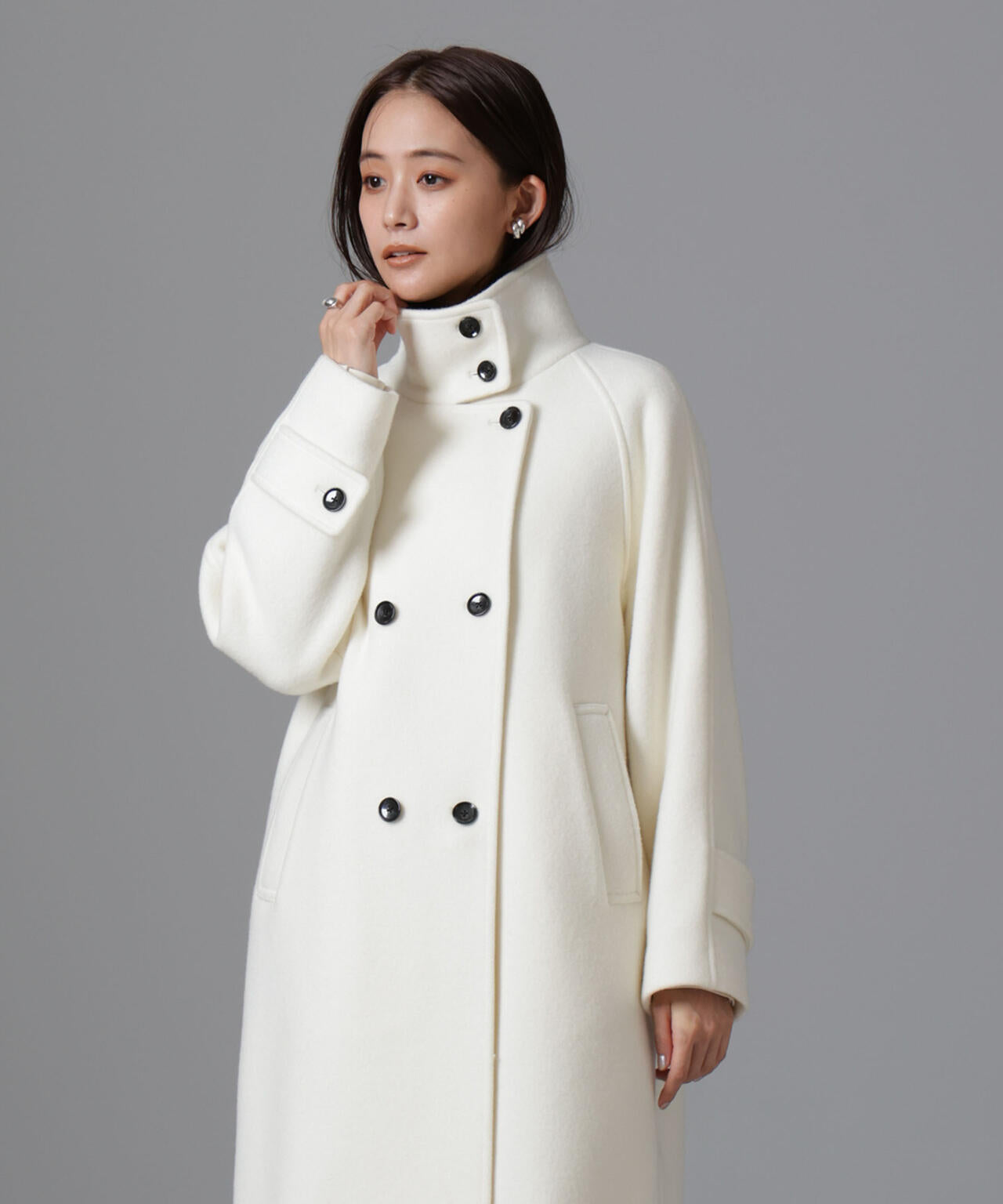 PECOLAMBウールカシミヤスタンドカラーコート 6694211303