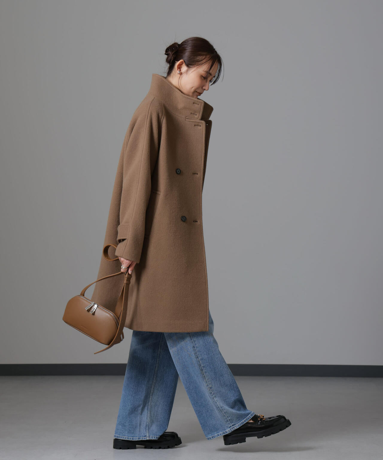 PECOLAMBウールカシミヤスタンドカラーコート 6694211303