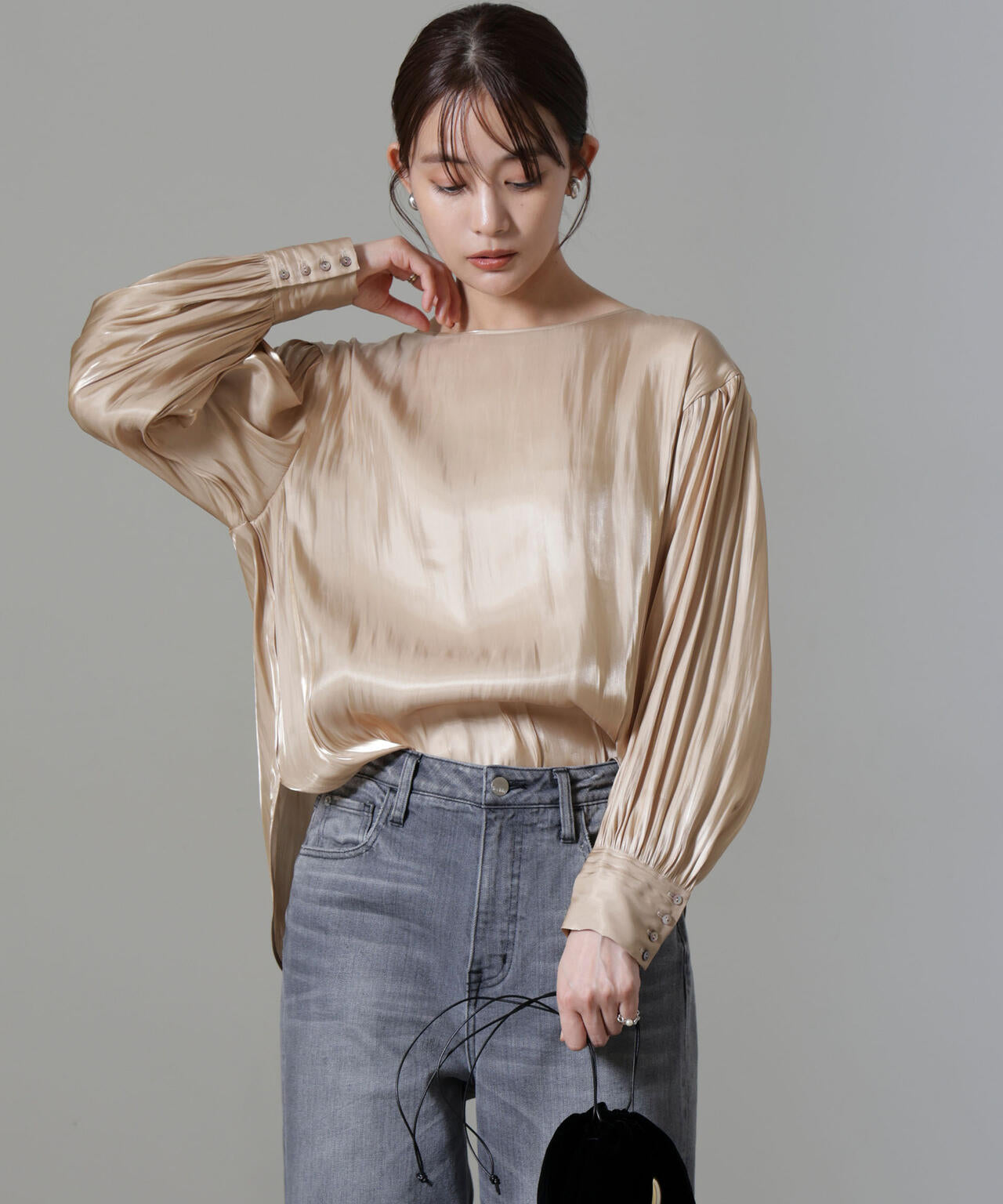 ブライトシアーギャザーブラウス 6694220305