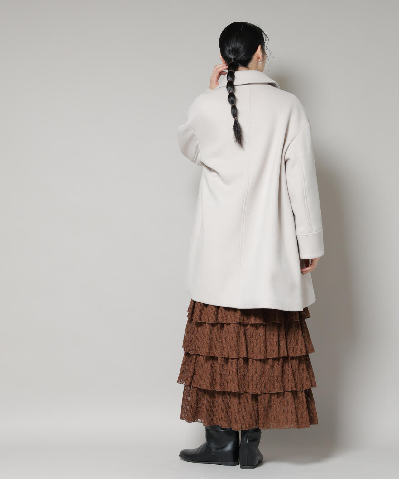 WooLoop Aラインステンカラーミドルコート 6695211300