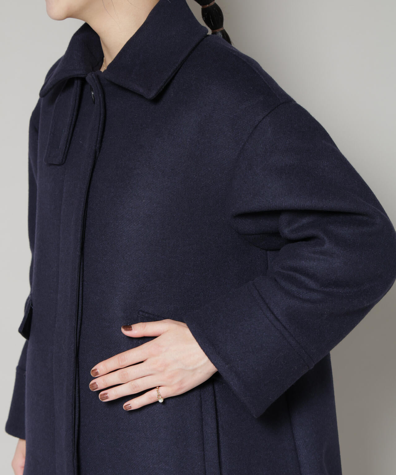 WooLoop Aラインステンカラーミドルコート 6695211300