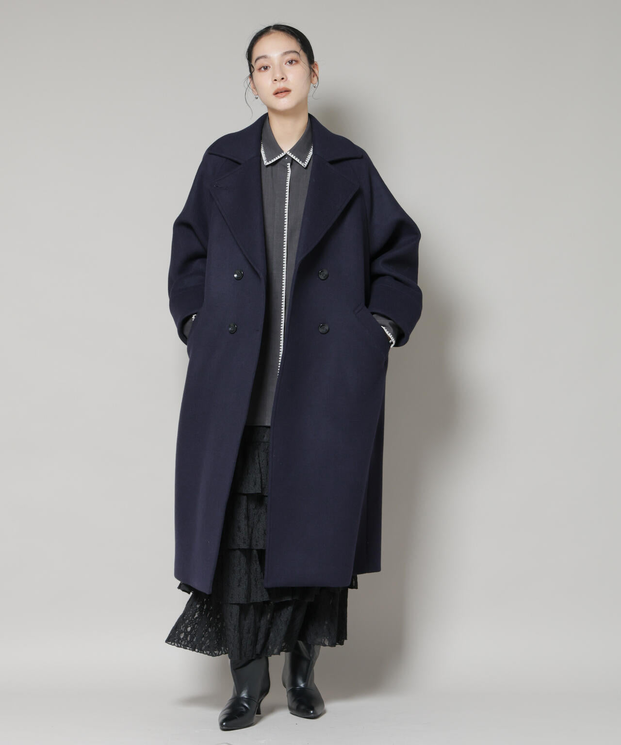 WooLoop コクーンダブルコート 6695211301