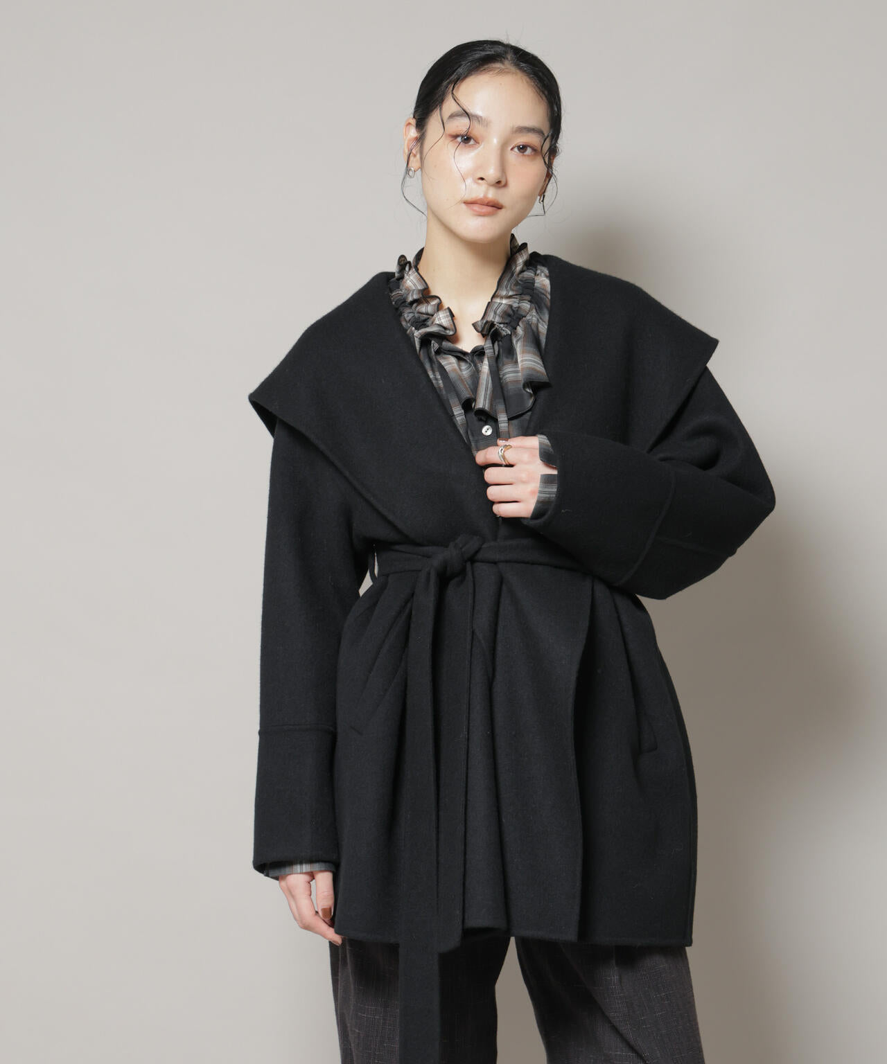 SUPER110blend リバーショールミディコート 6695211302