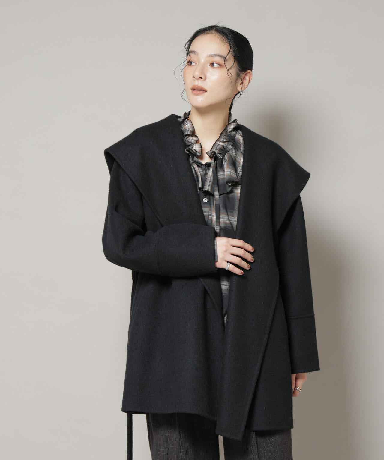 SUPER110blend リバーショールミディコート 6695211302