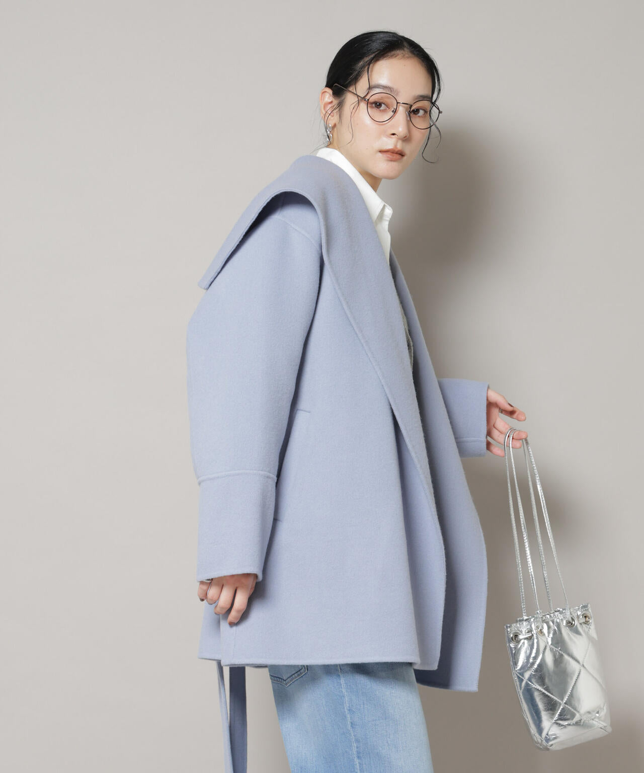 SUPER110blend リバーショールミディコート 6695211302