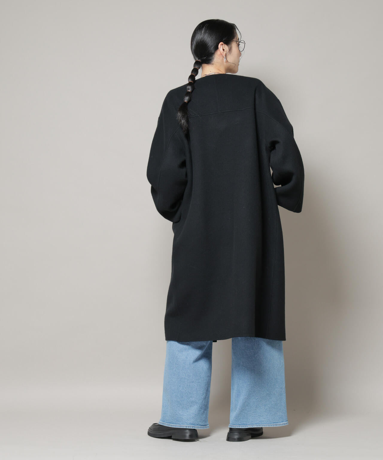 SUPER110blend リバーノーカラーロングコート 6695211303