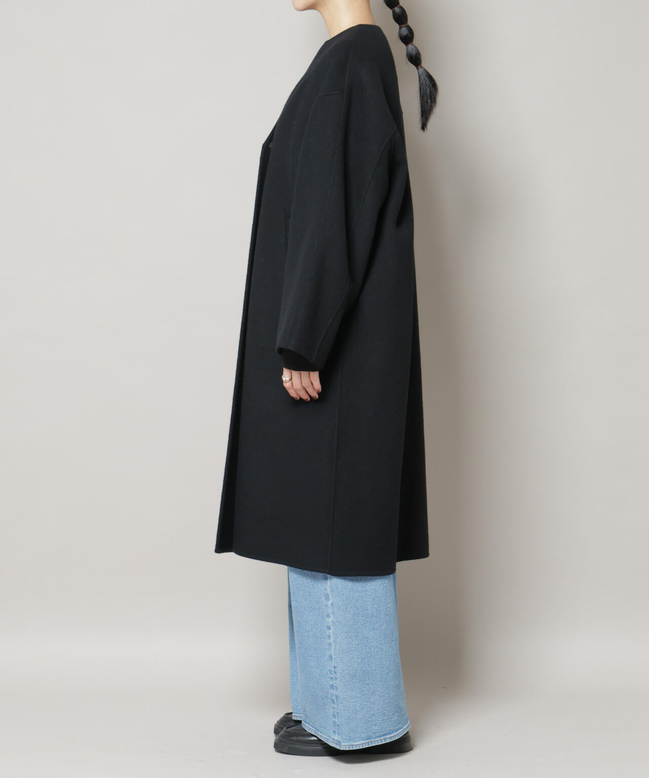 SUPER110blend リバーノーカラーロングコート 6695211303