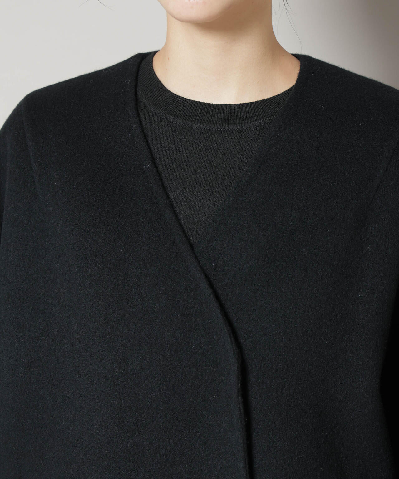 SUPER110blend リバーノーカラーロングコート 6695211303