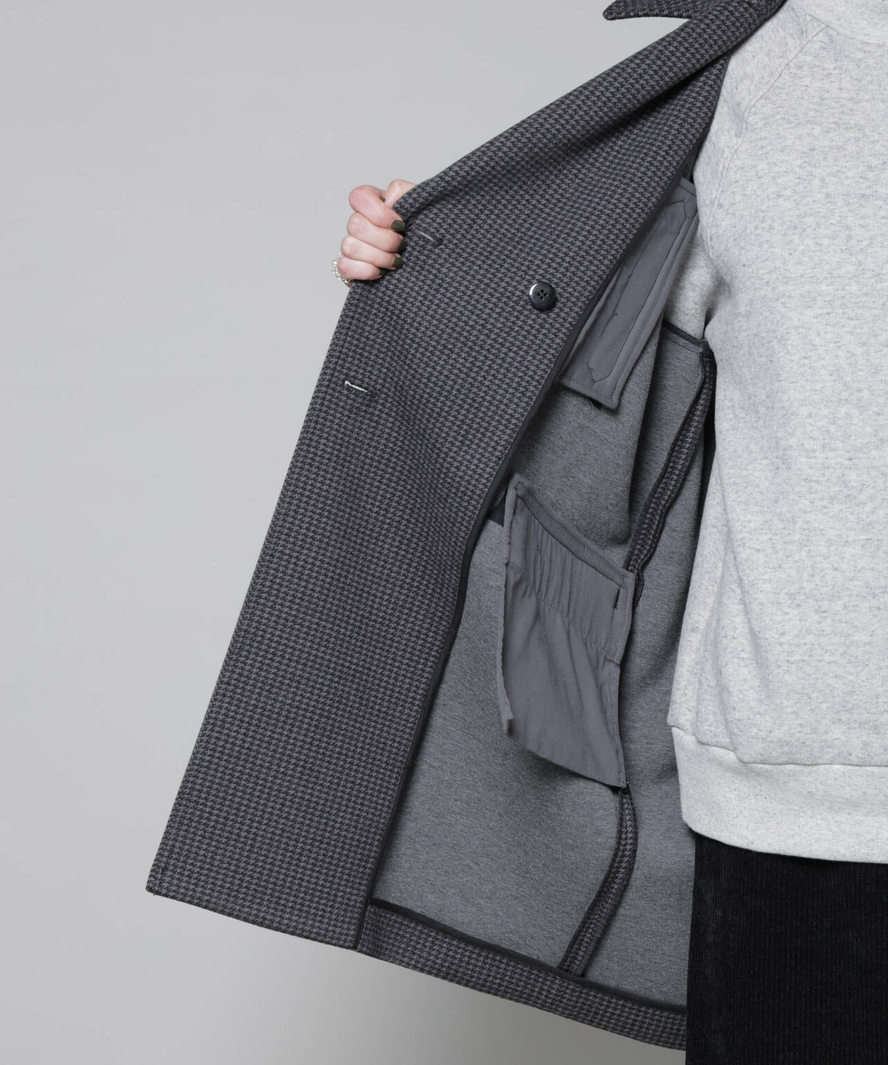 オーバーサイズポケットチェックコート 6695211308