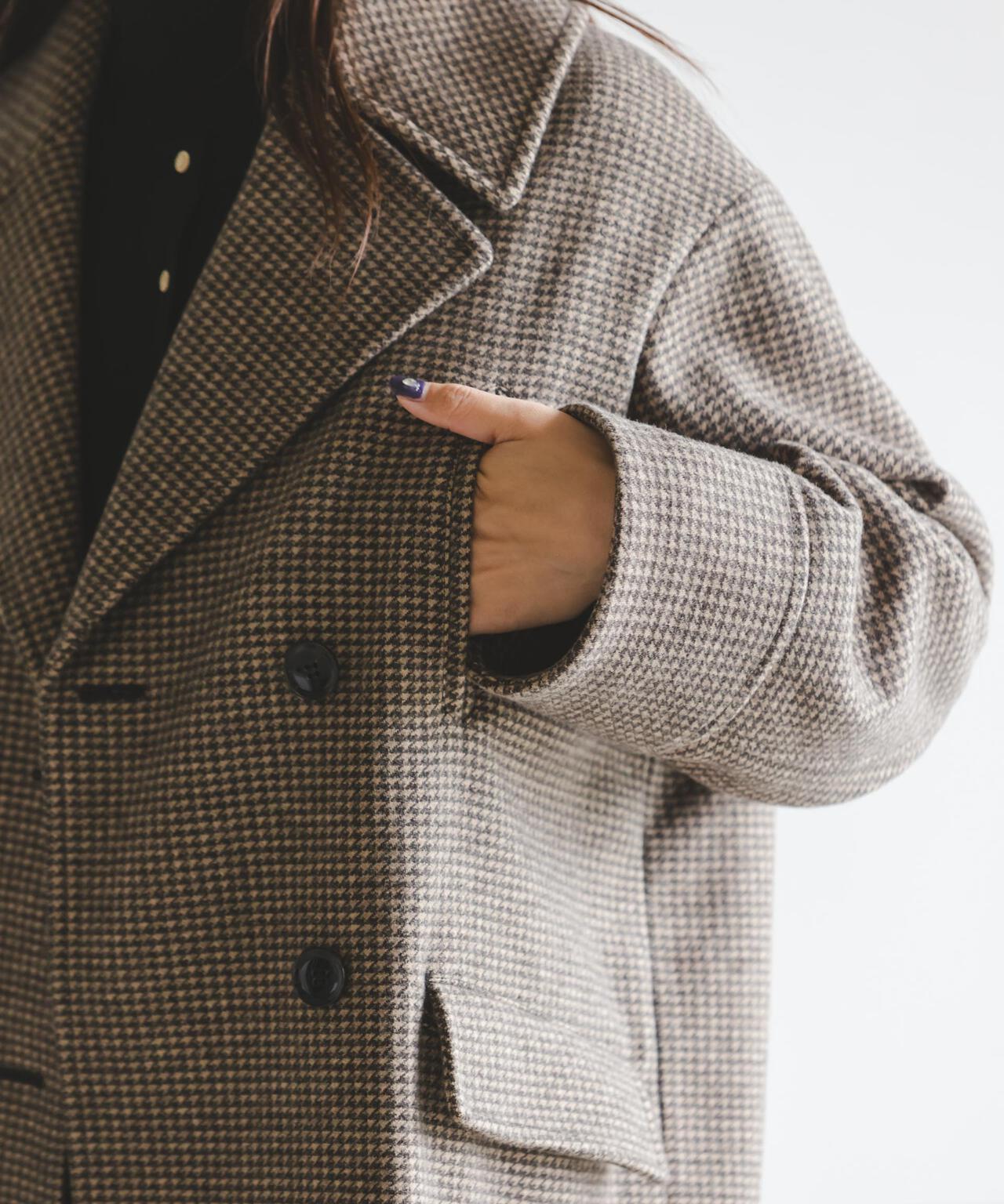 オーバーサイズポケットチェックコート 6695211308