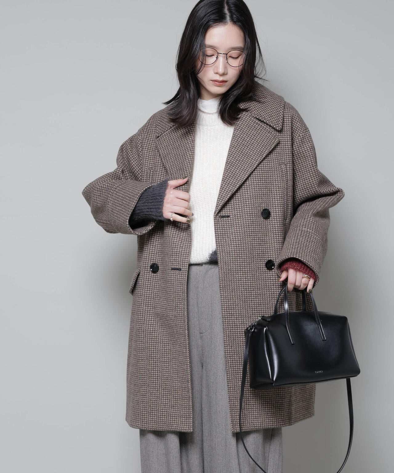 オーバーサイズポケットチェックコート 6695211308