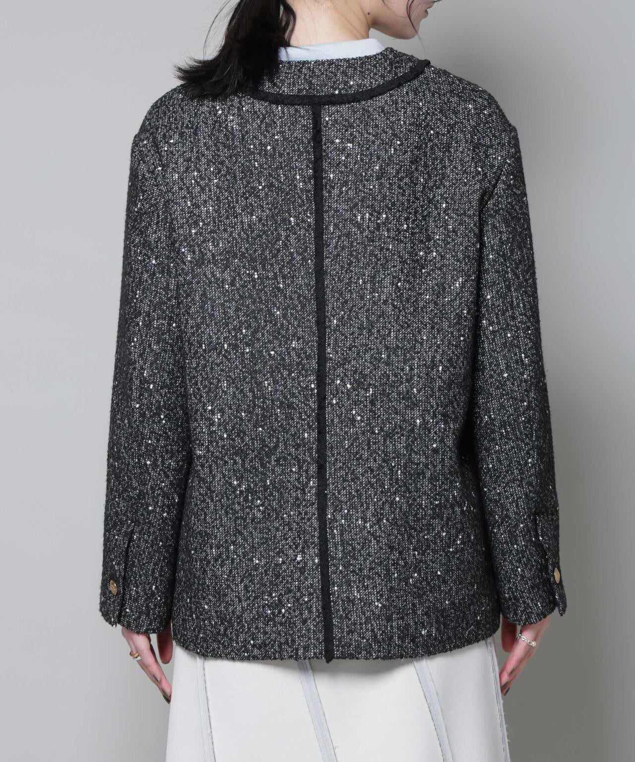 ネップツイードノーカラージャケット 6695216309