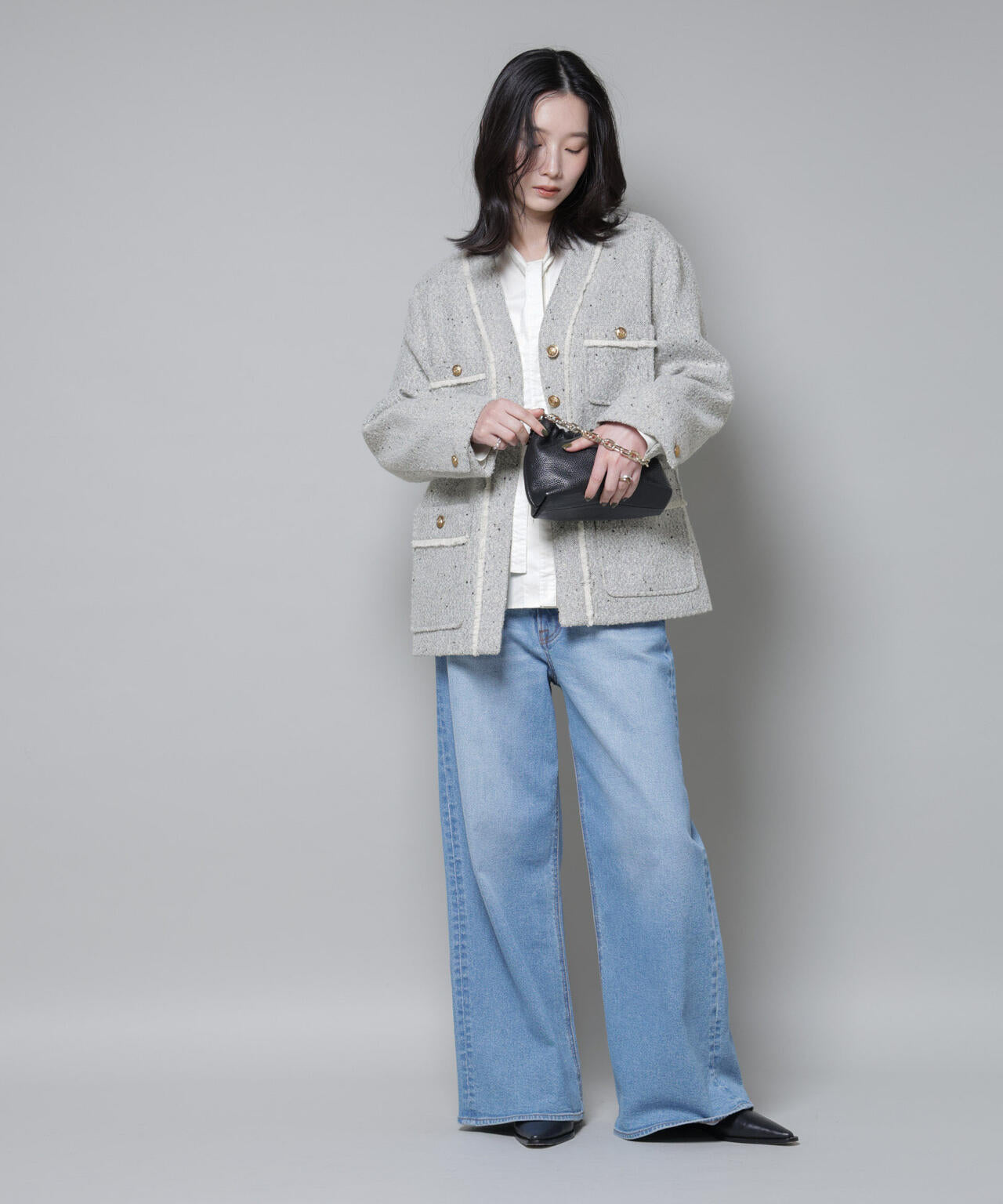 ネップツイードノーカラージャケット 6695216309