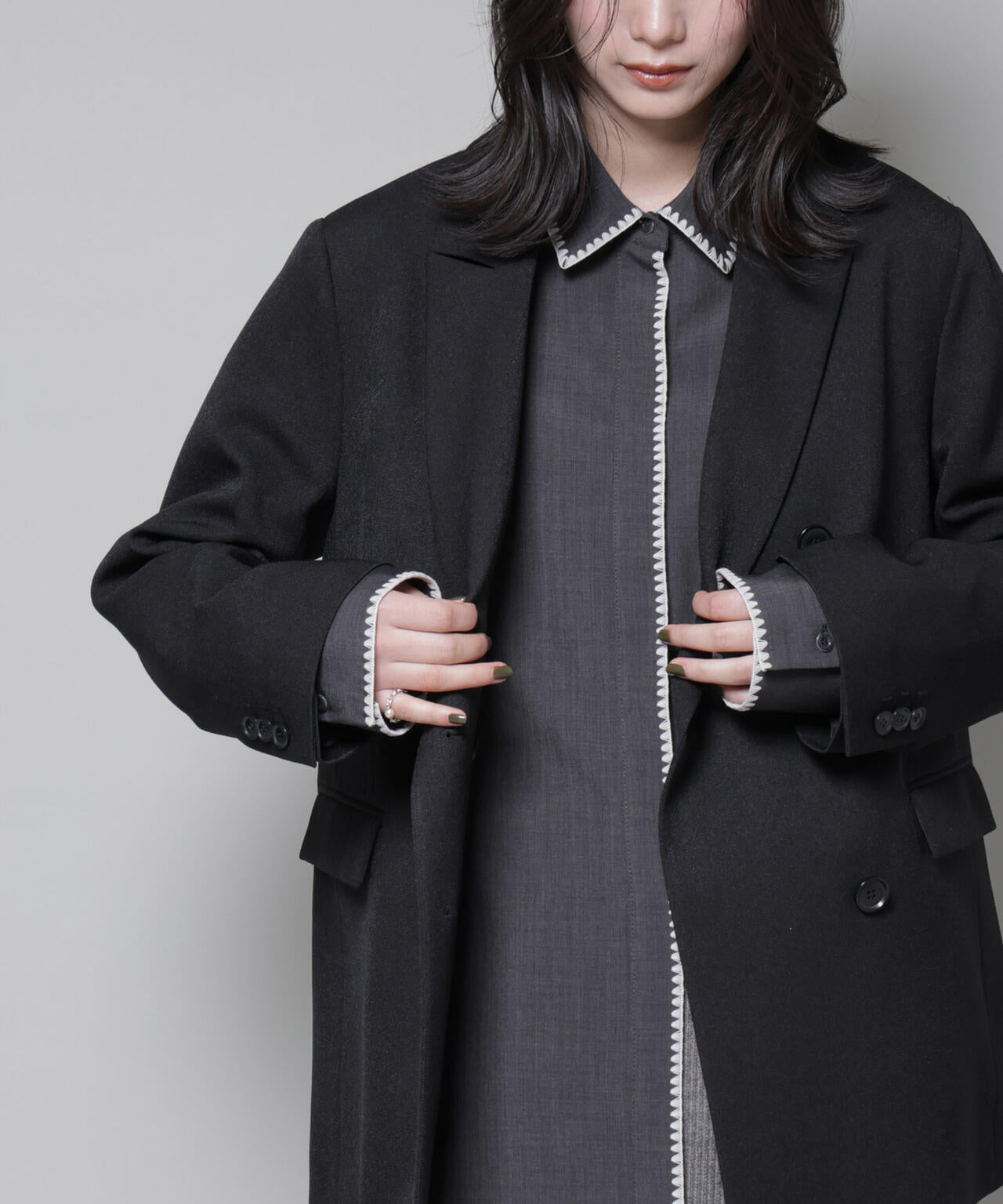 ストレッチサージダブルジャケット(セットアップ可) 6695216314