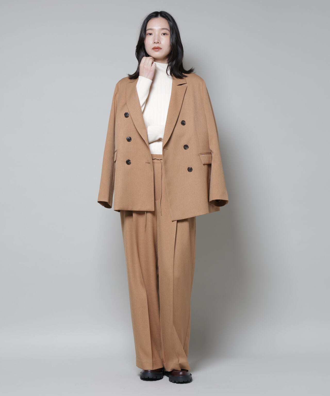 ストレッチサージダブルジャケット(セットアップ可) 6695216314