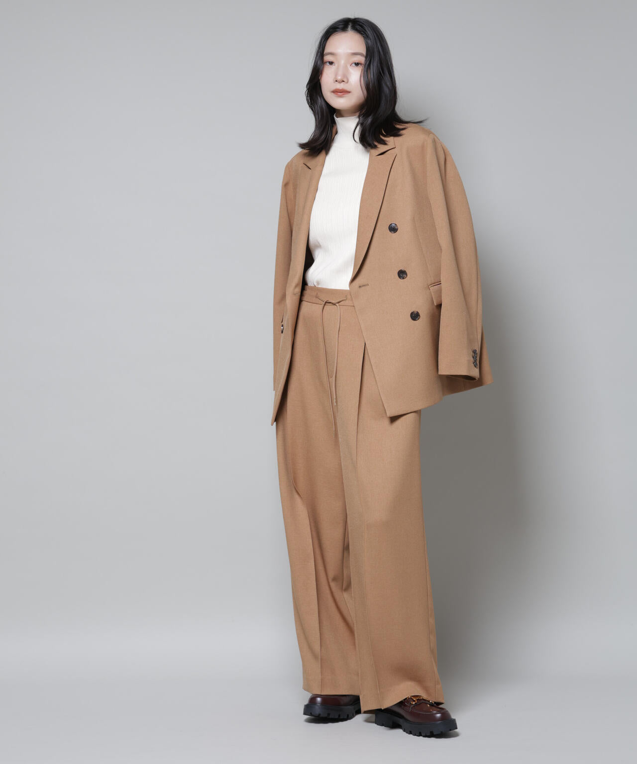 ストレッチサージダブルジャケット(セットアップ可) 6695216314