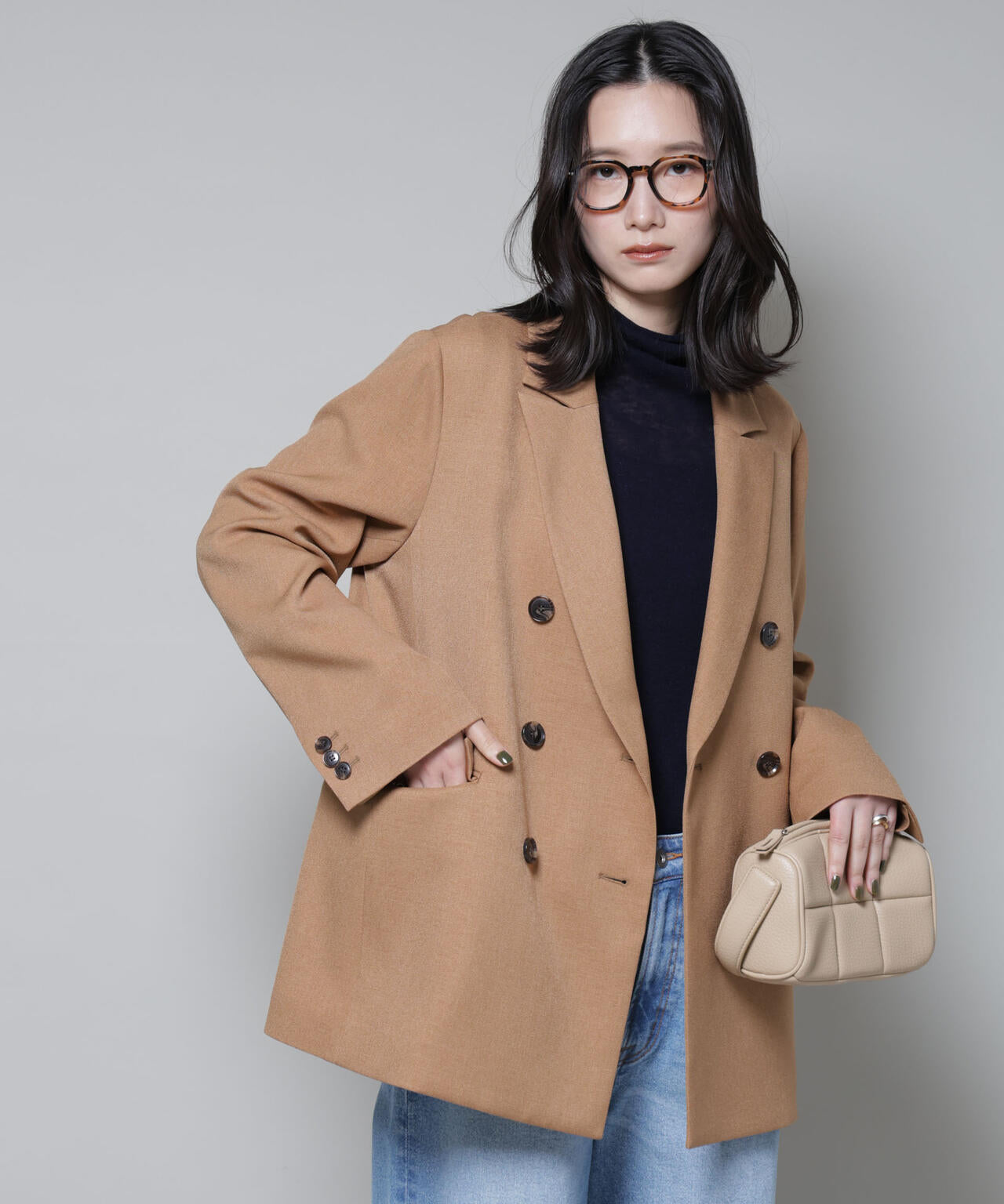 ストレッチサージダブルジャケット(セットアップ可) 6695216314