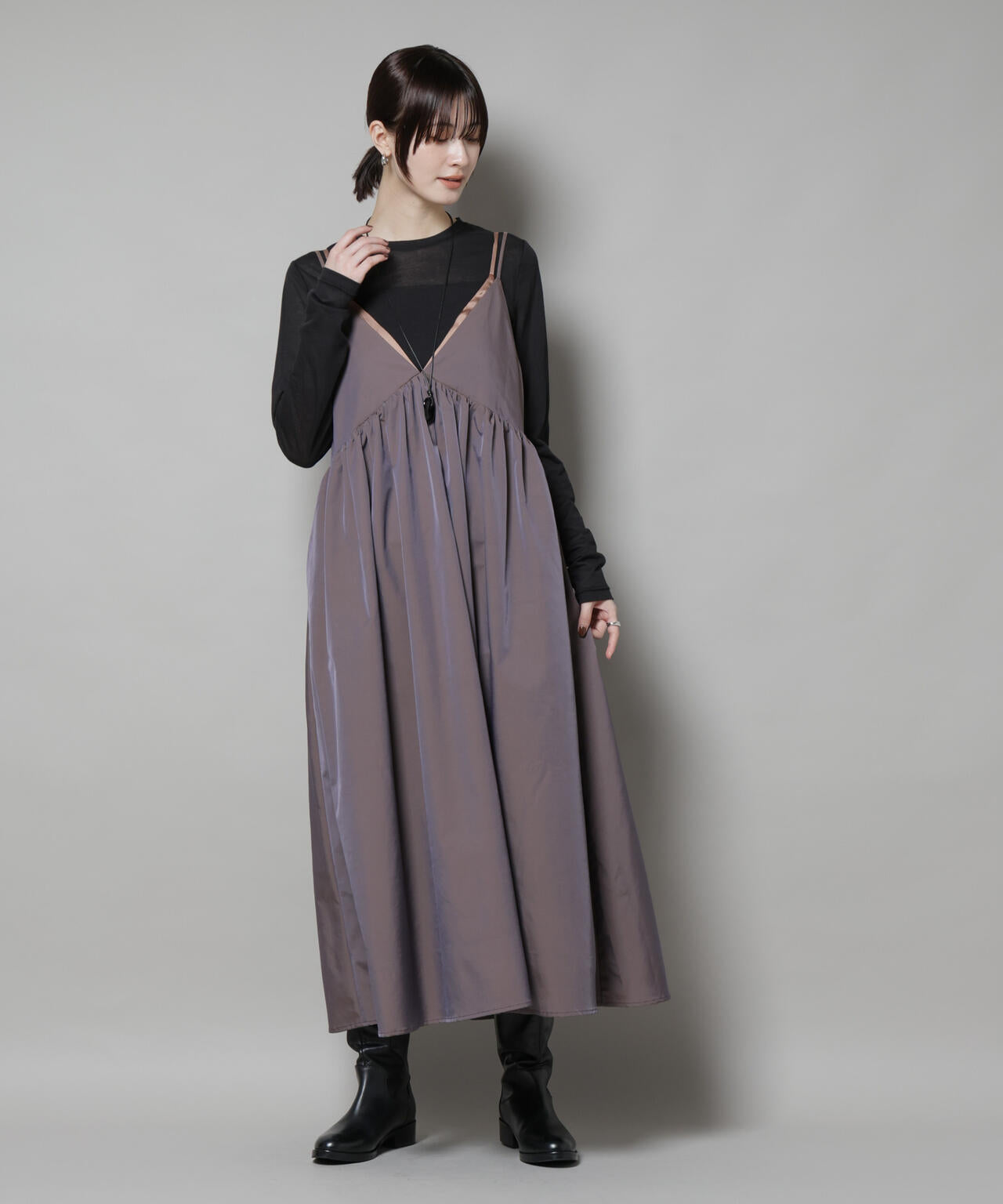 シャンブレータフタキャミレイヤードワンピース 6695219312