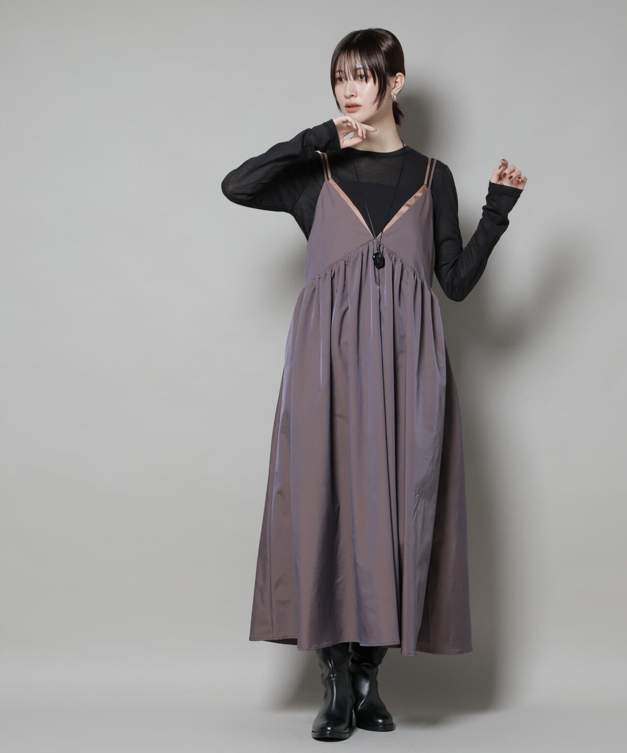 シャンブレータフタキャミレイヤードワンピース 6695219312