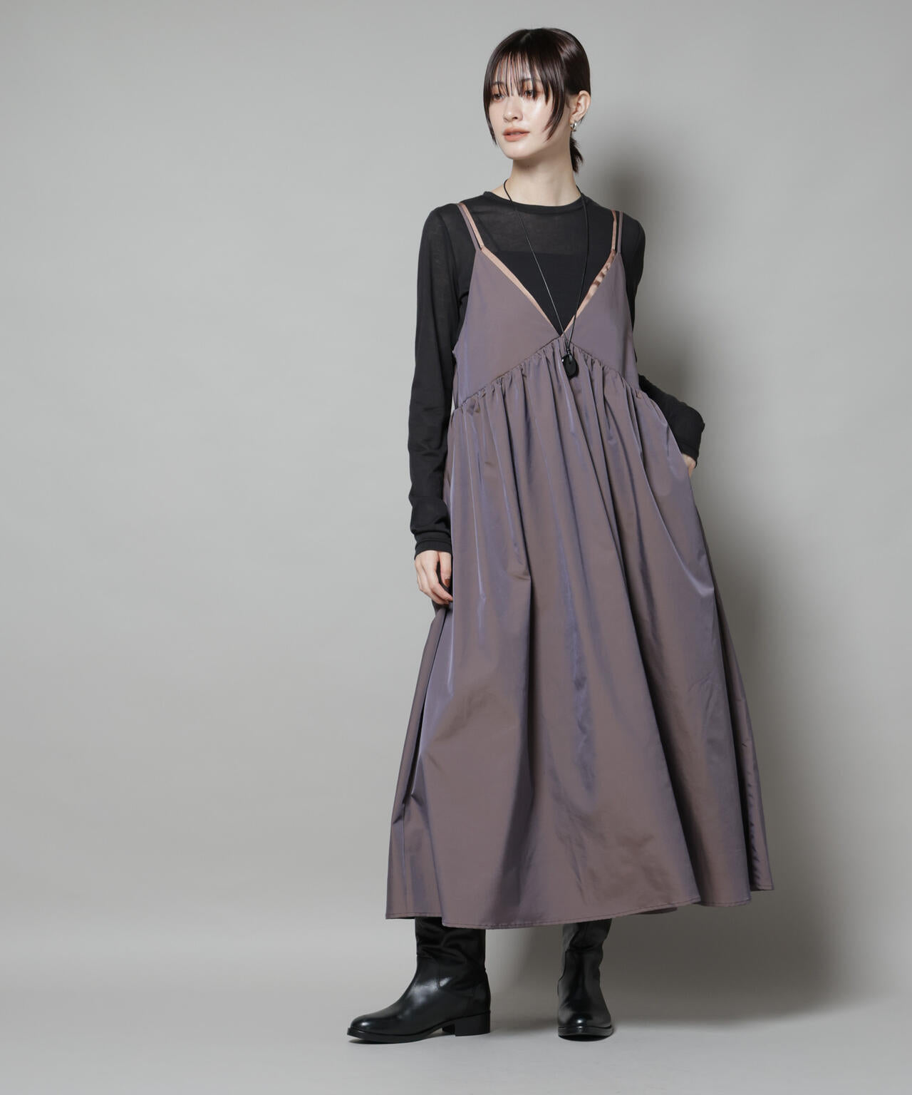 シャンブレータフタキャミレイヤードワンピース 6695219312