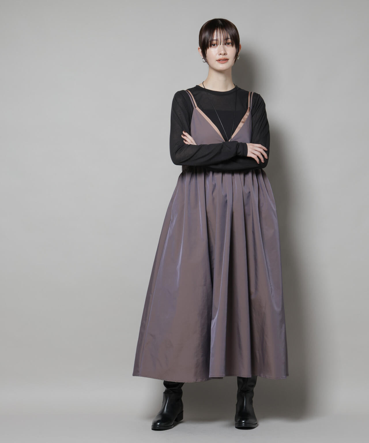 シャンブレータフタキャミレイヤードワンピース 6695219312