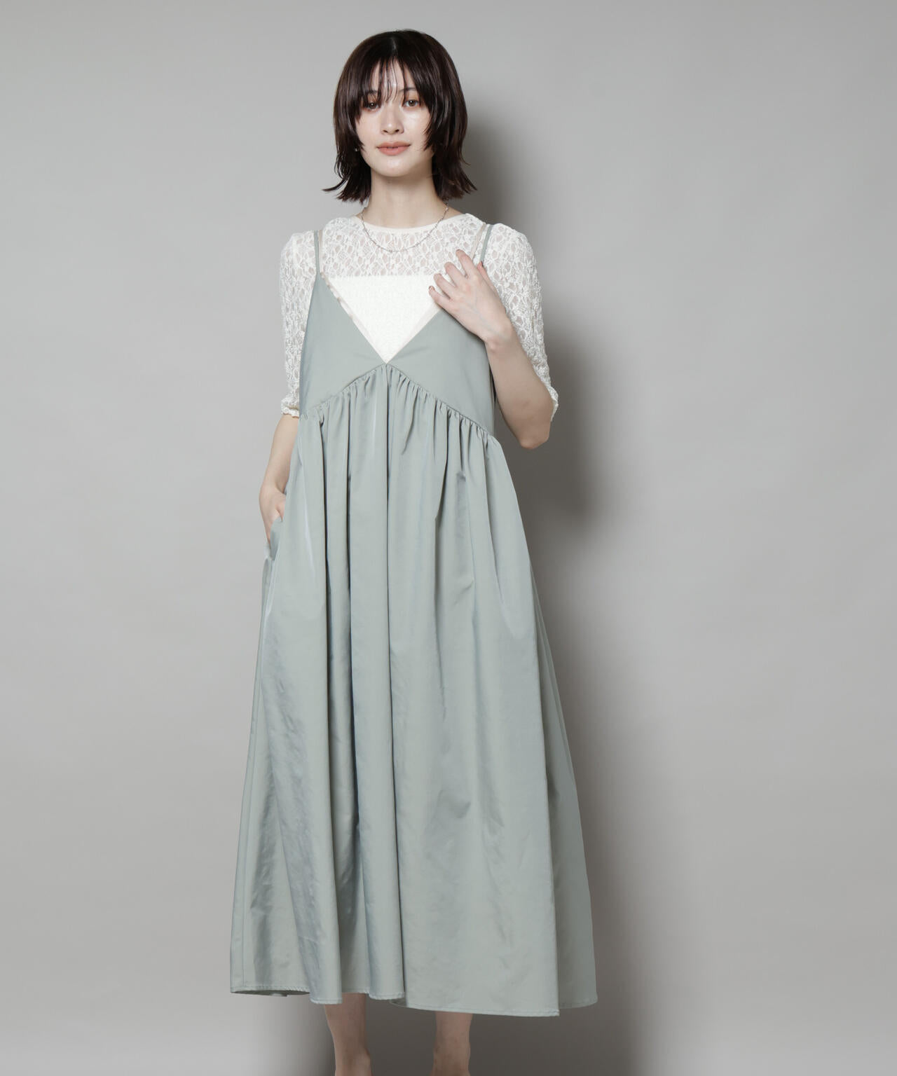 シャンブレータフタキャミレイヤードワンピース 6695219312