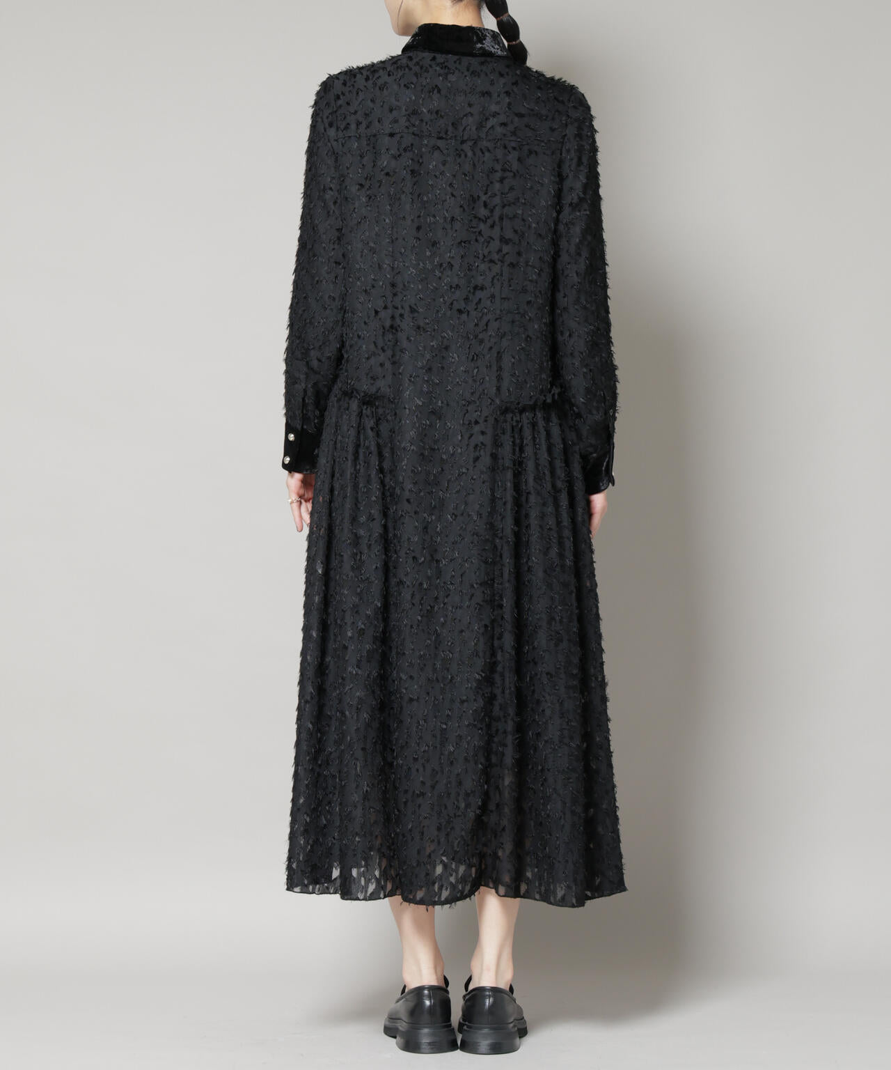 フリンジジャガードナローシャツワンピース 6695219326