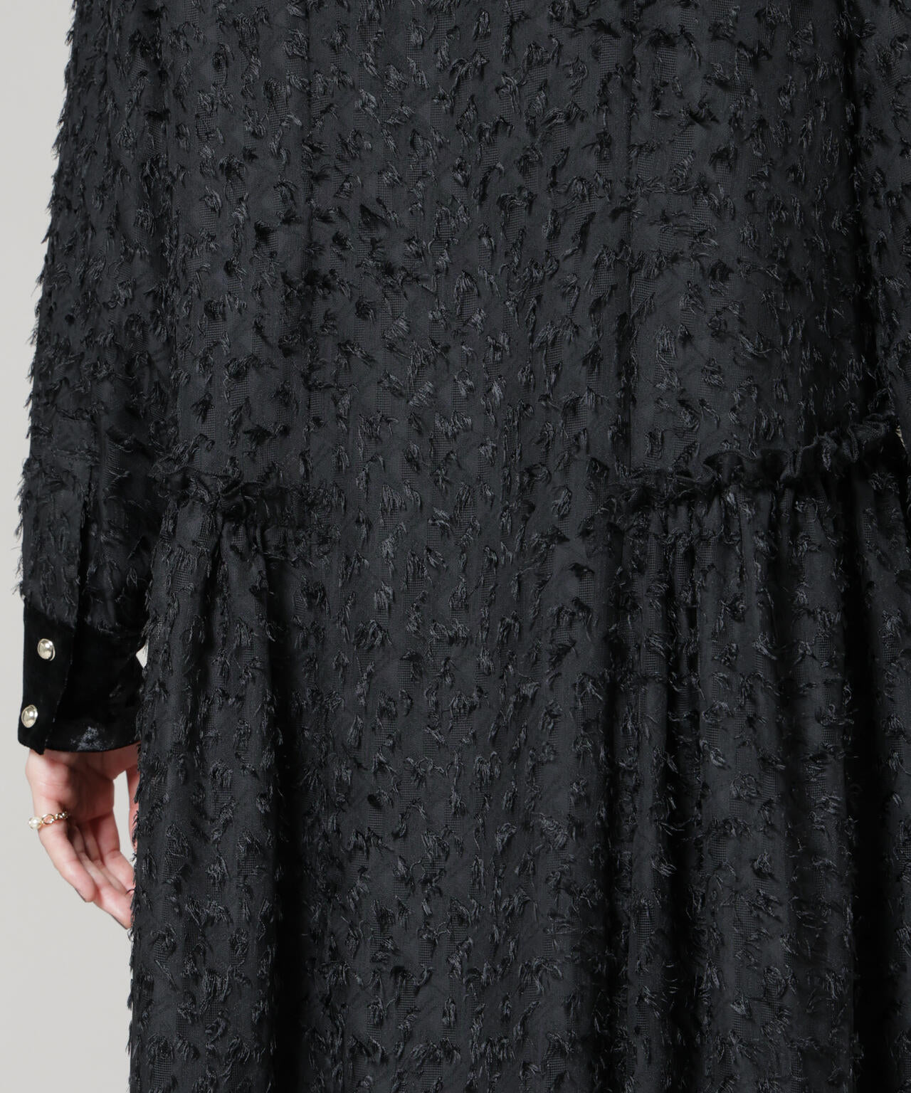 フリンジジャガードナローシャツワンピース 6695219326