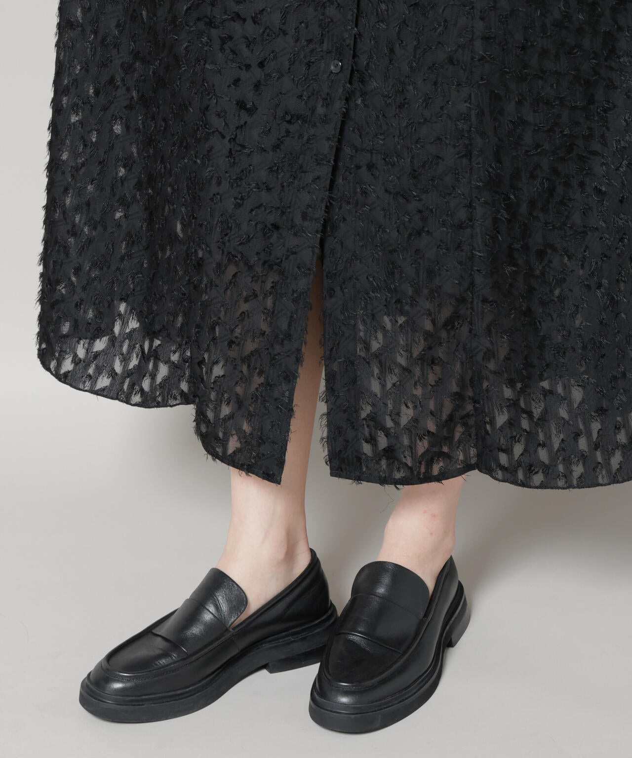 フリンジジャガードナローシャツワンピース 6695219326