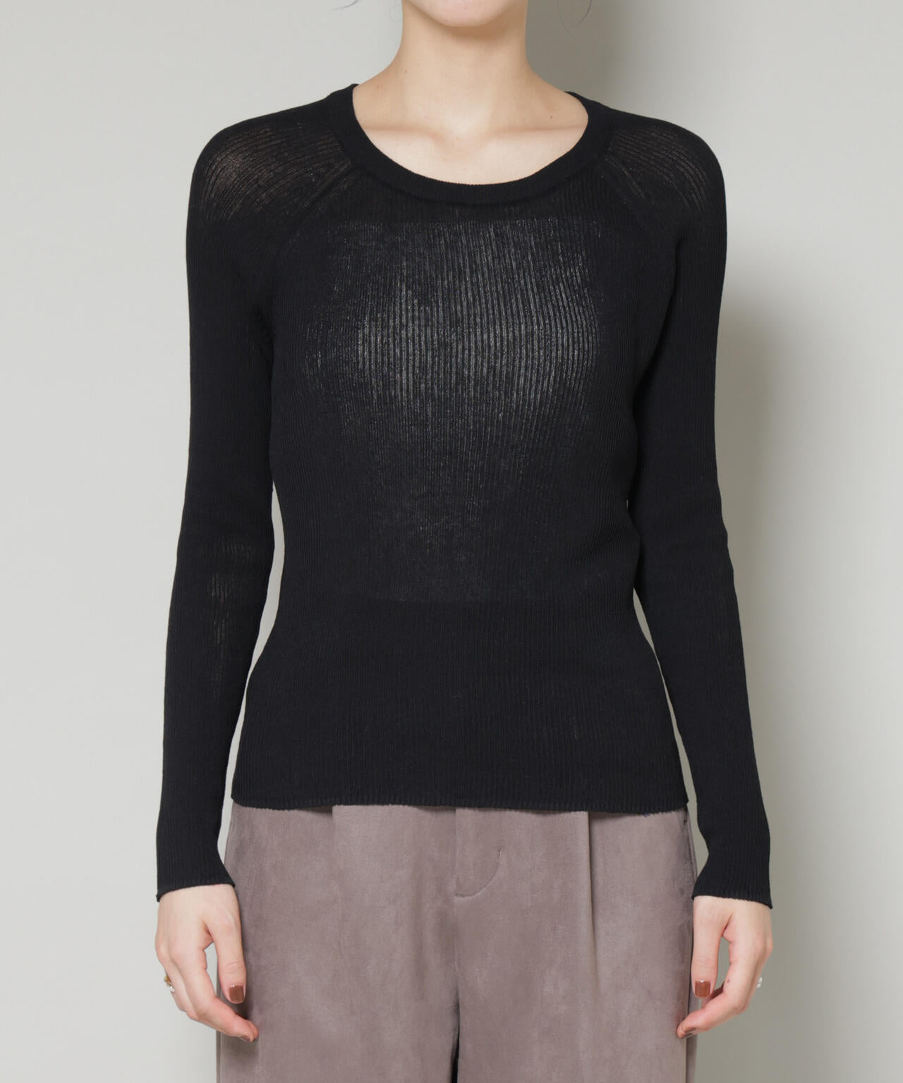 ツイードIラインワンピース×シアーリブニットセット 6695219329