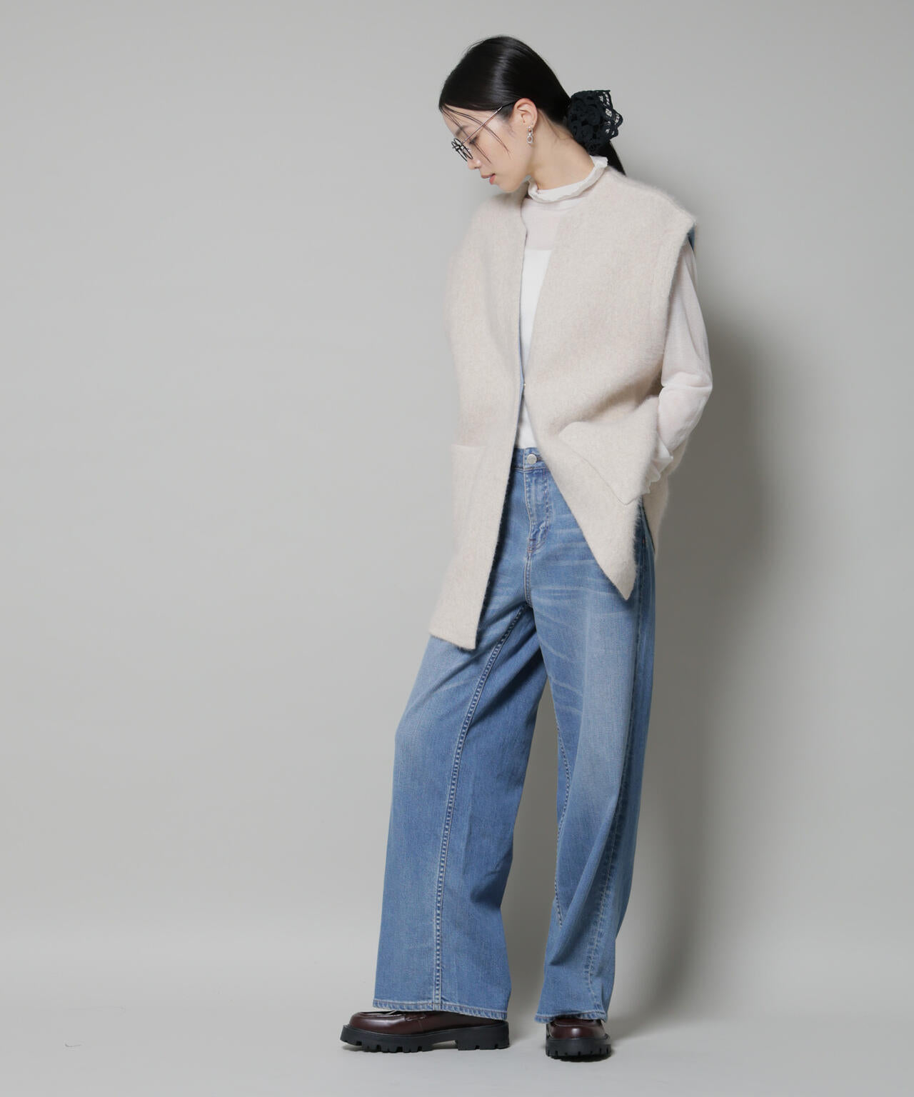 ウォッシャブルフォックスリバーニットジレ 6695222307